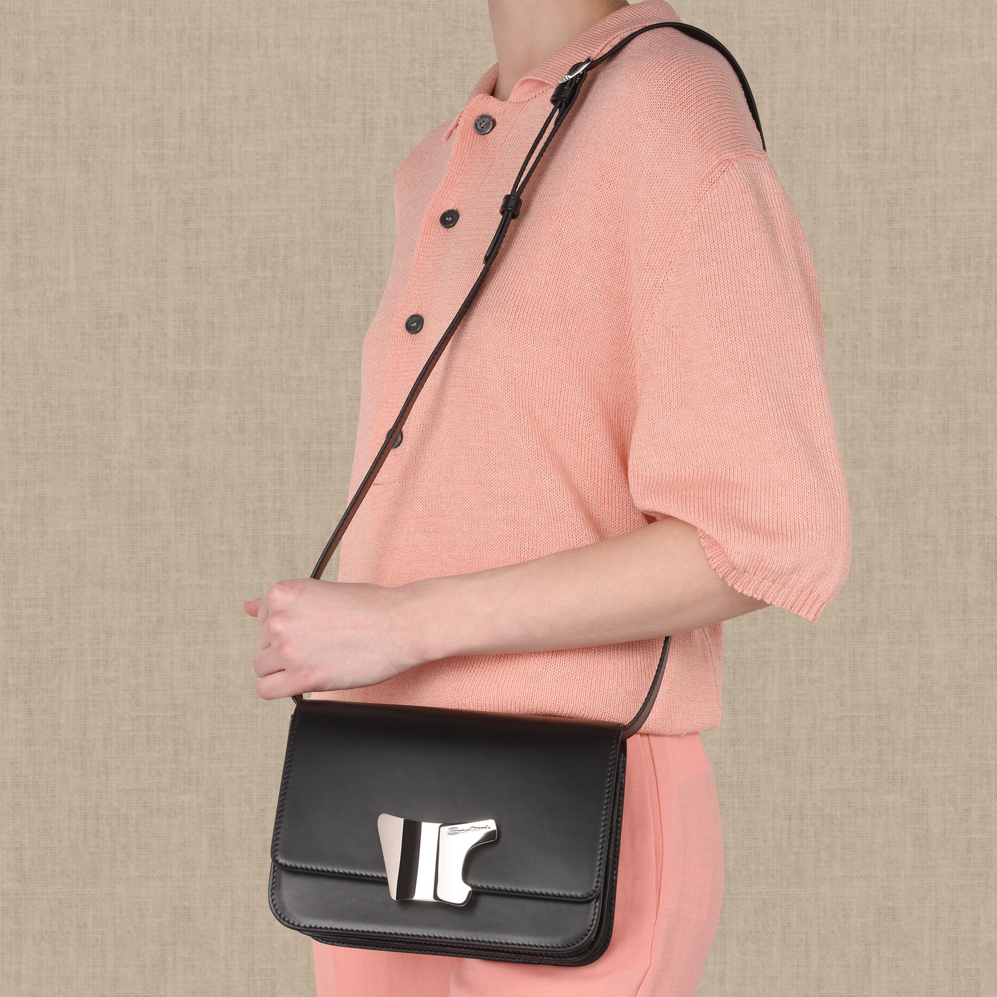 Black leather crossbody bag - 2