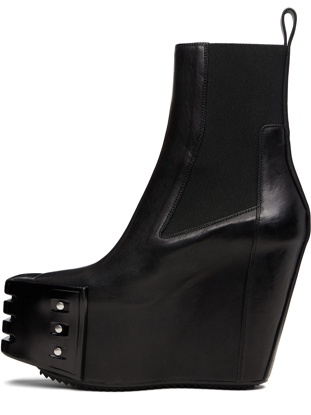 Black Grilled Wedge Beatle Chelsea Boots - 3