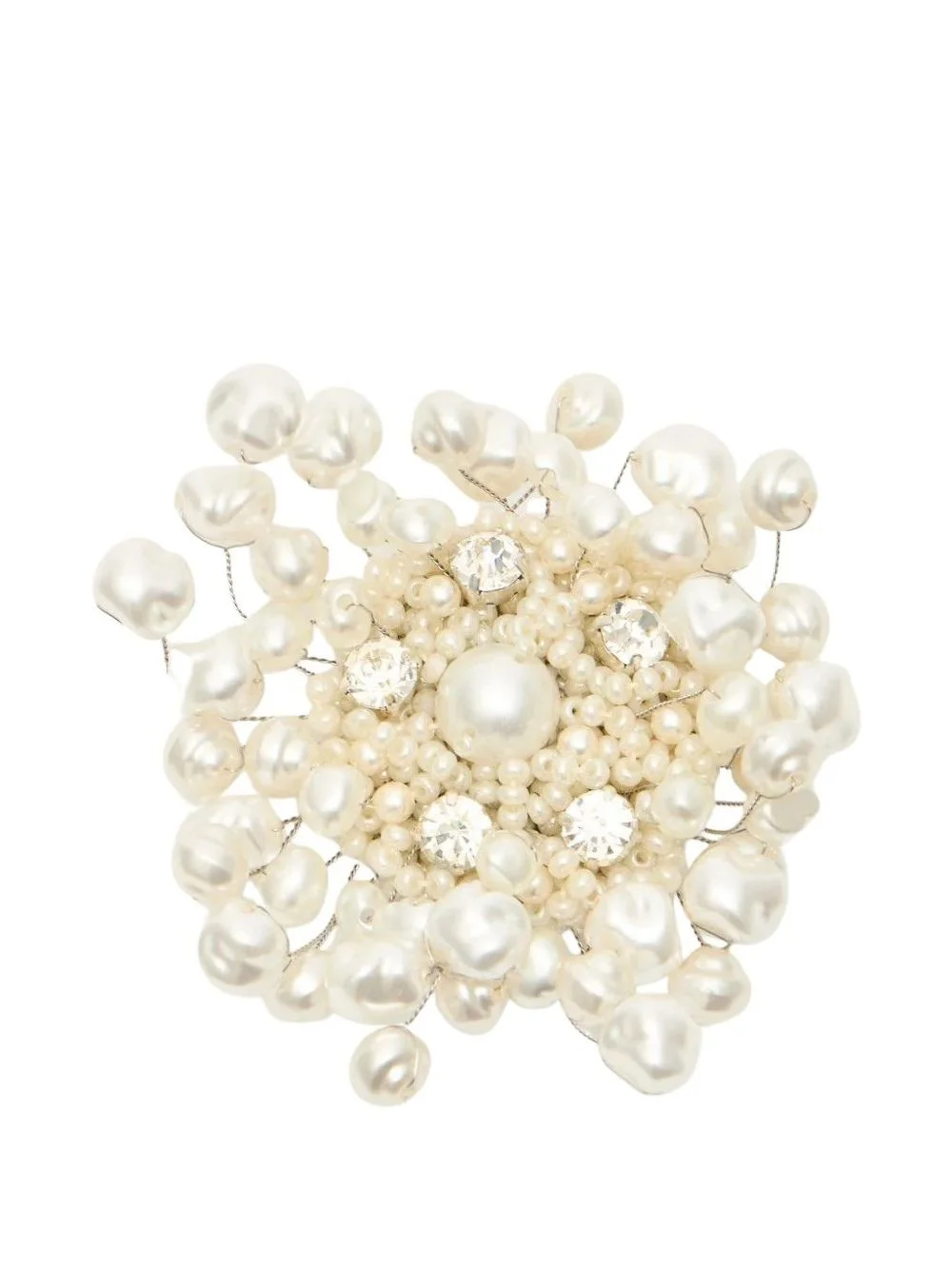 faux-pearl crystal-embellished brooch - 1