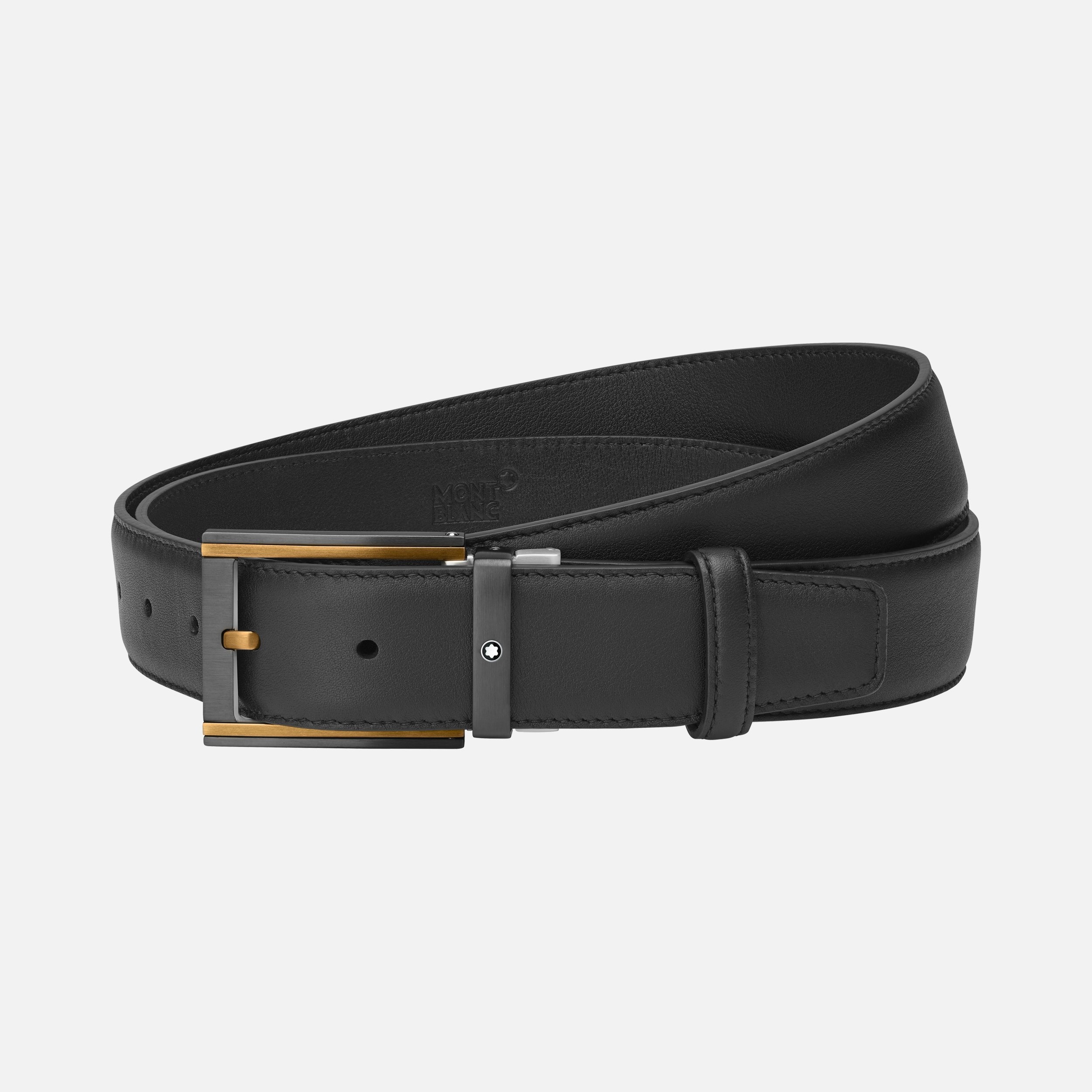 Black 35 mm leather belt - 1