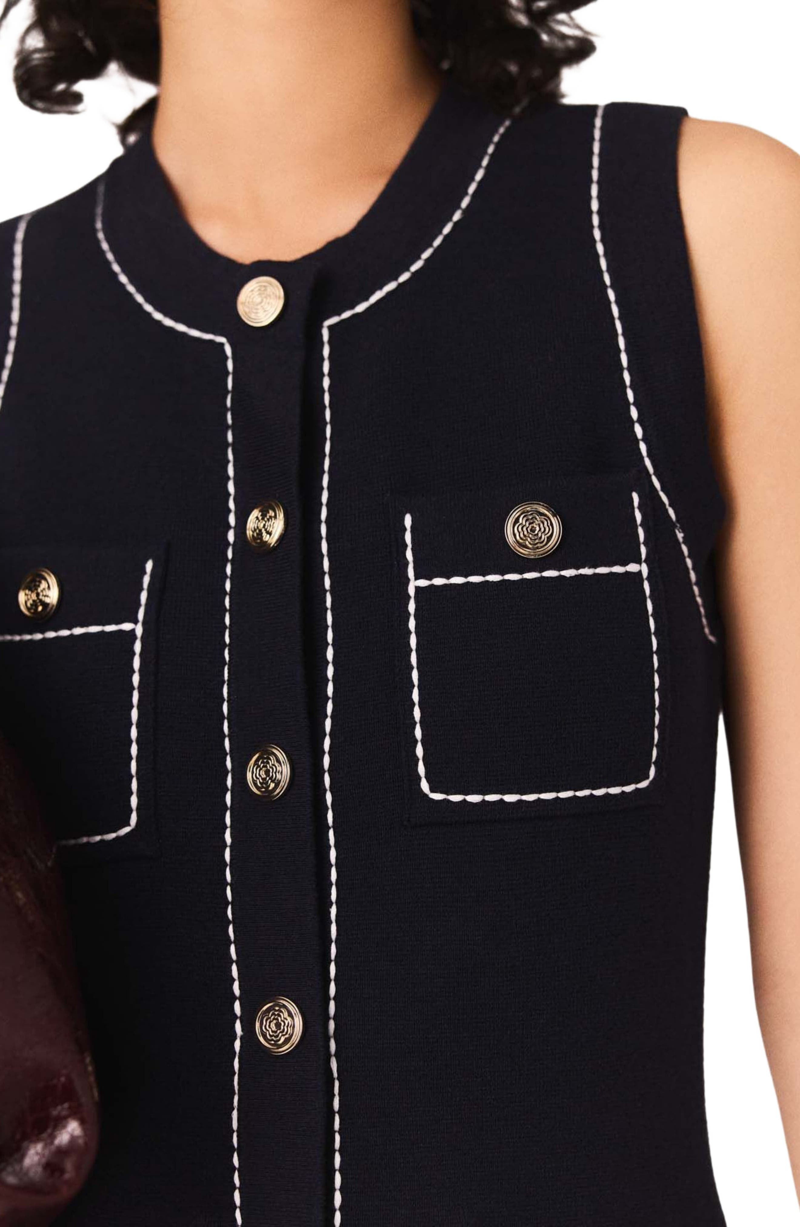 maje Straight dress in stitched knit in Navy at Nordstrom - 5