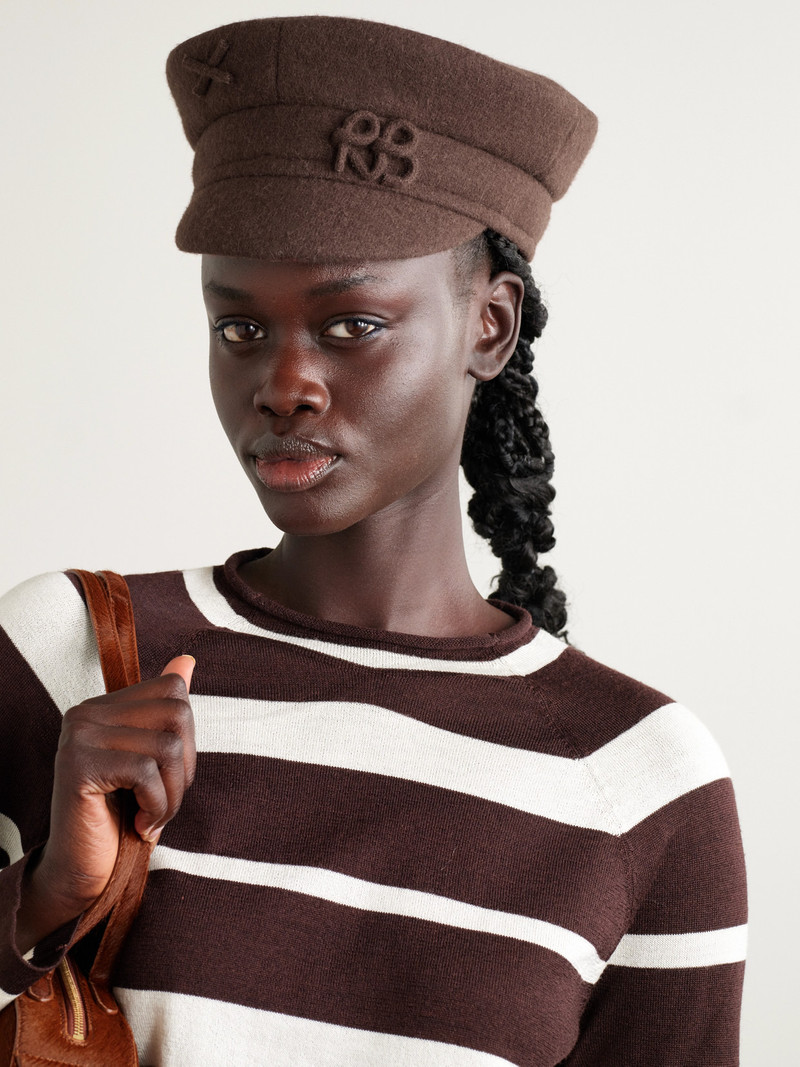 RUSLAN BAGINSKIY Appliquéd Wool-blend Hat outlook