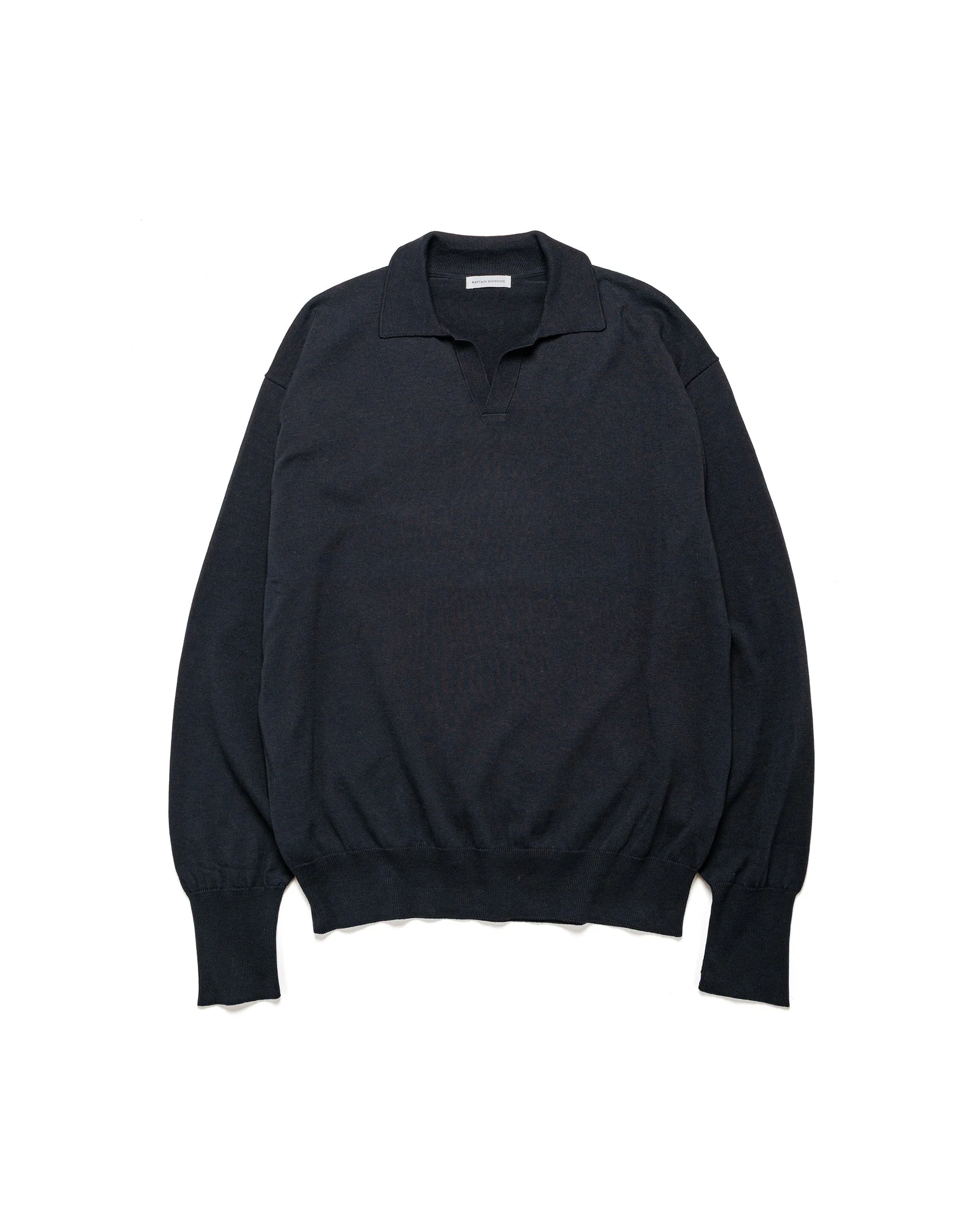 Cotton Knit Skipper Shirt Dark Navy - 1