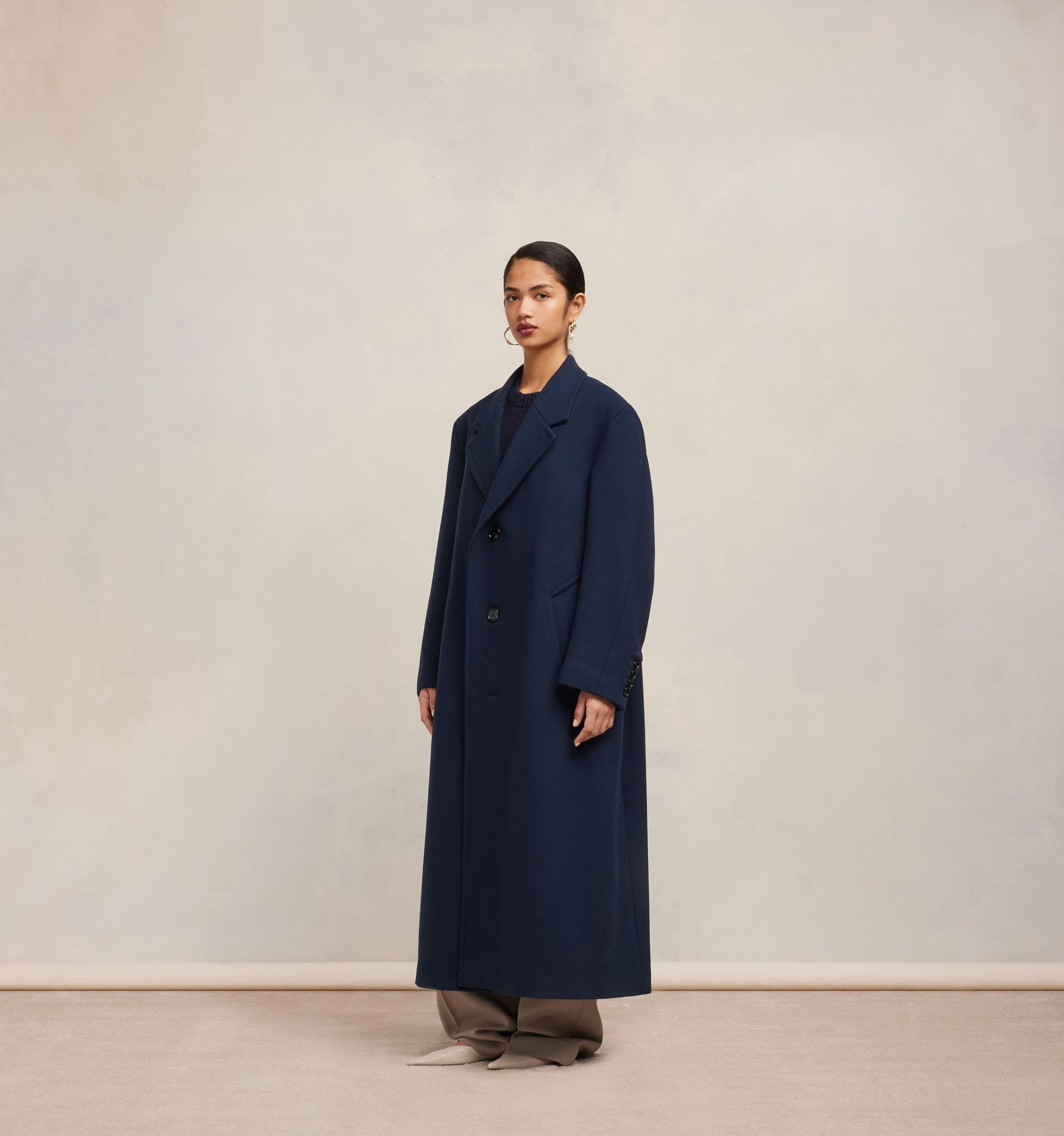 Three Buttons Oversized Coat On Sale - AMI PARIS OFFICIAL