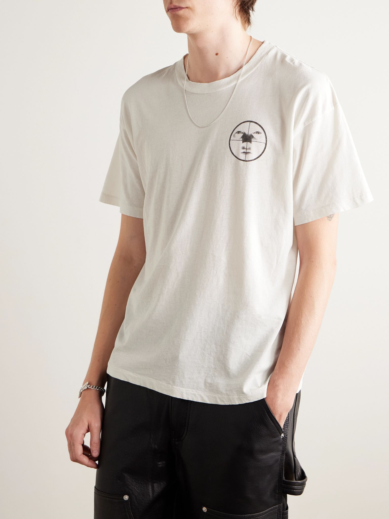 Ritual Prayer Printed Cotton-Jersey T-Shirt White - 3