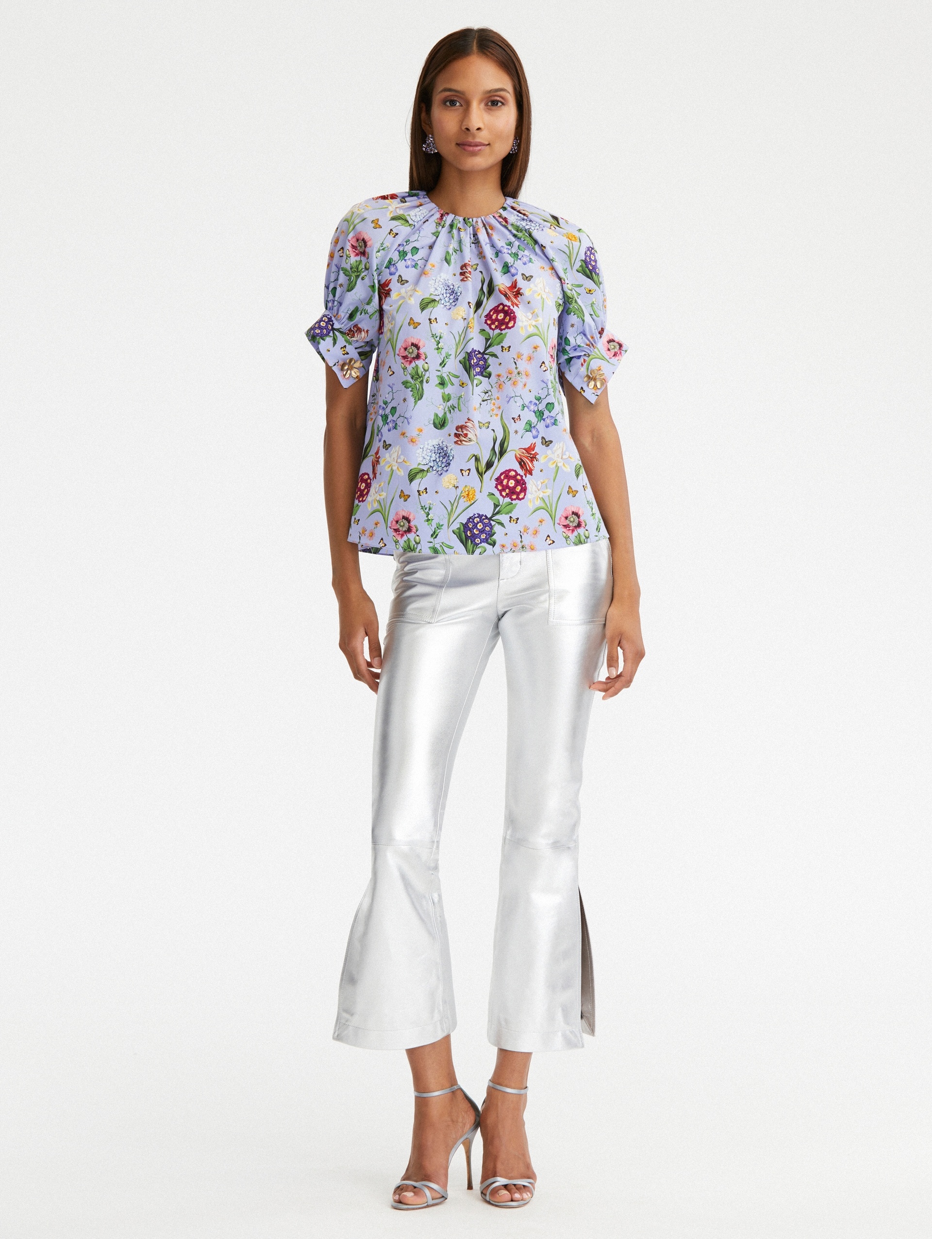 MINI MULTI FLORAL GATHERED BLOUSE - 3