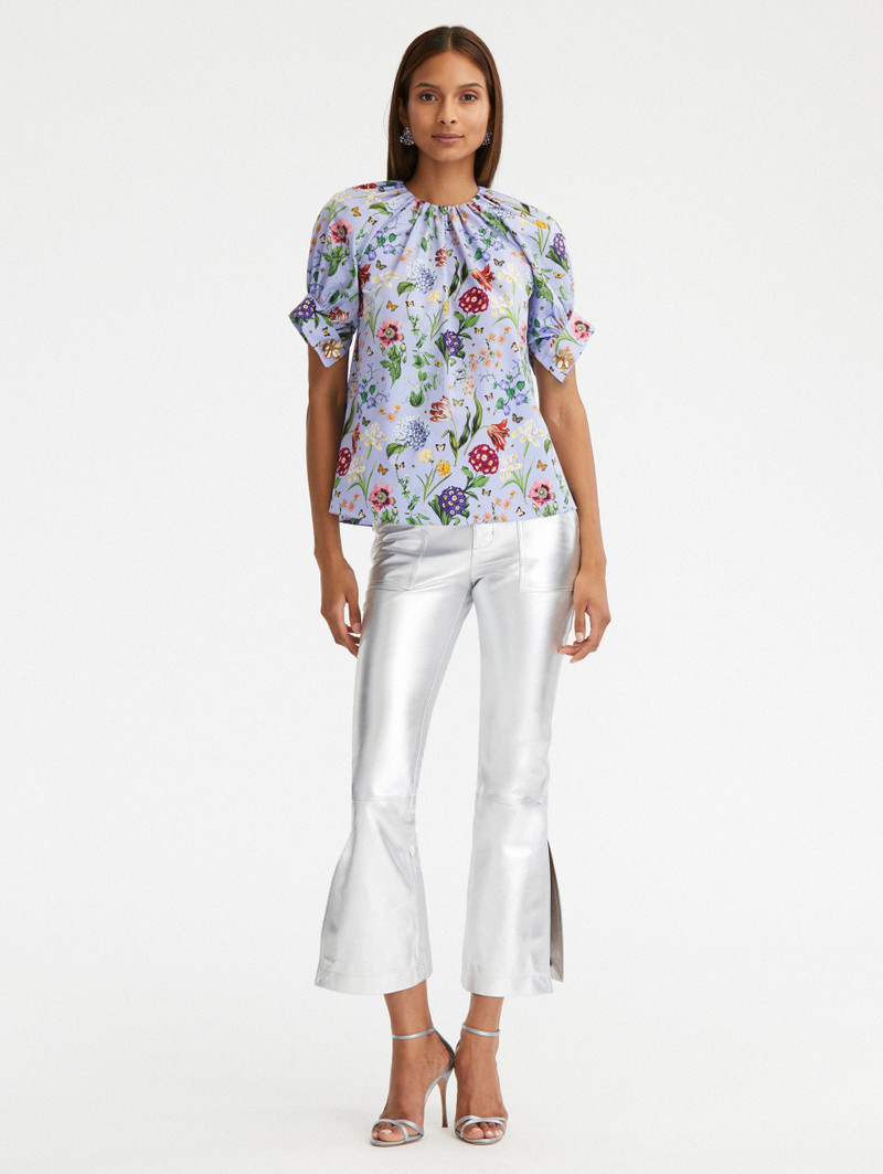 Oscar de la Renta MINI MULTI FLORAL GATHERED BLOUSE outlook