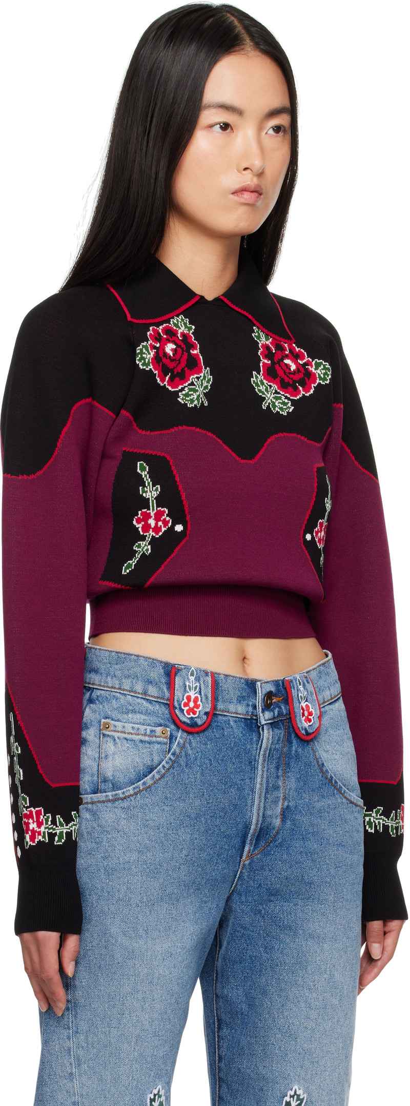 Molly Goddard Burgundy & Black Natasha Sweater outlook