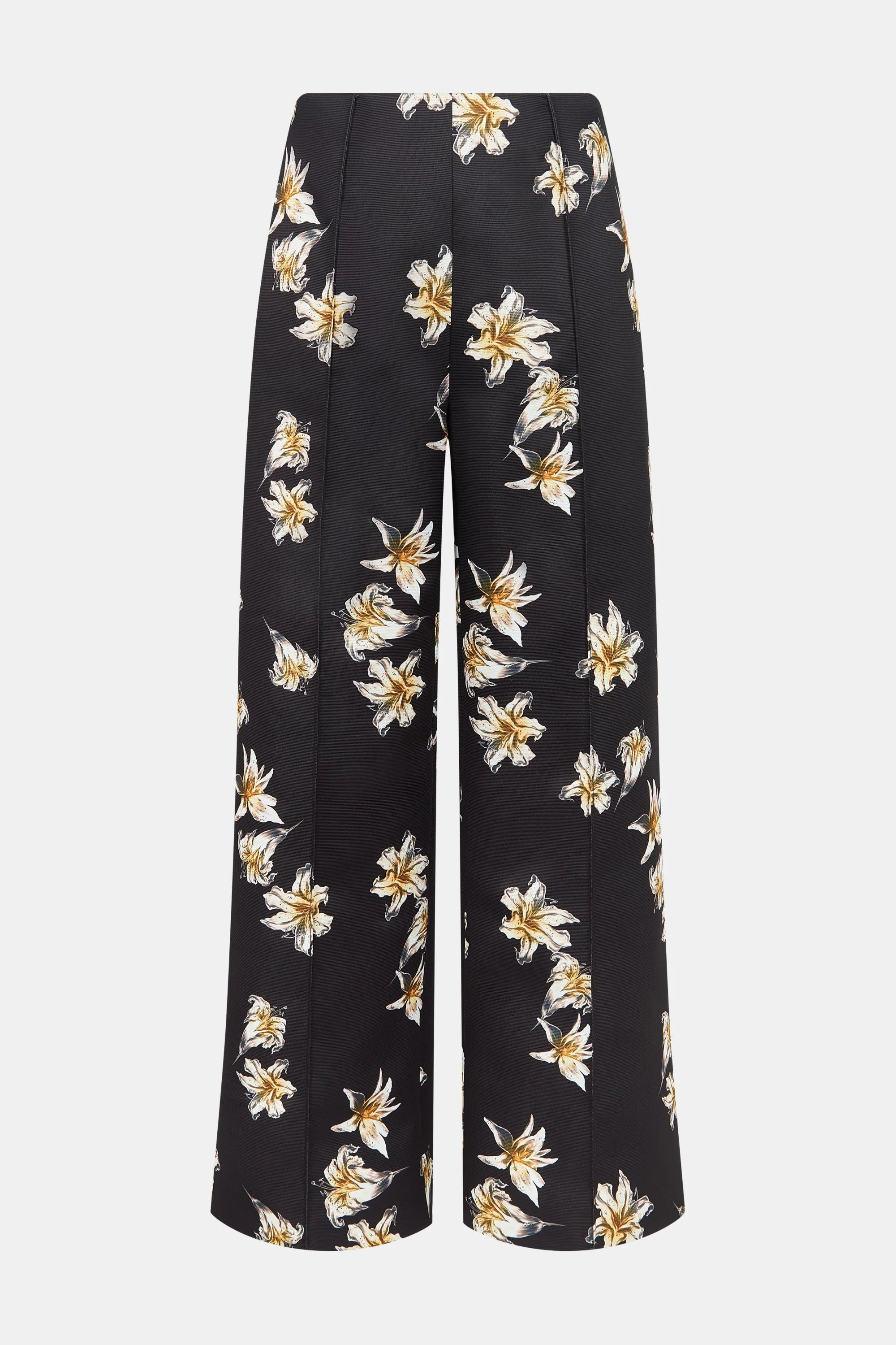 Daffy Trousers In Black & Yellow Festive Lillies Taffeta Faille - 1