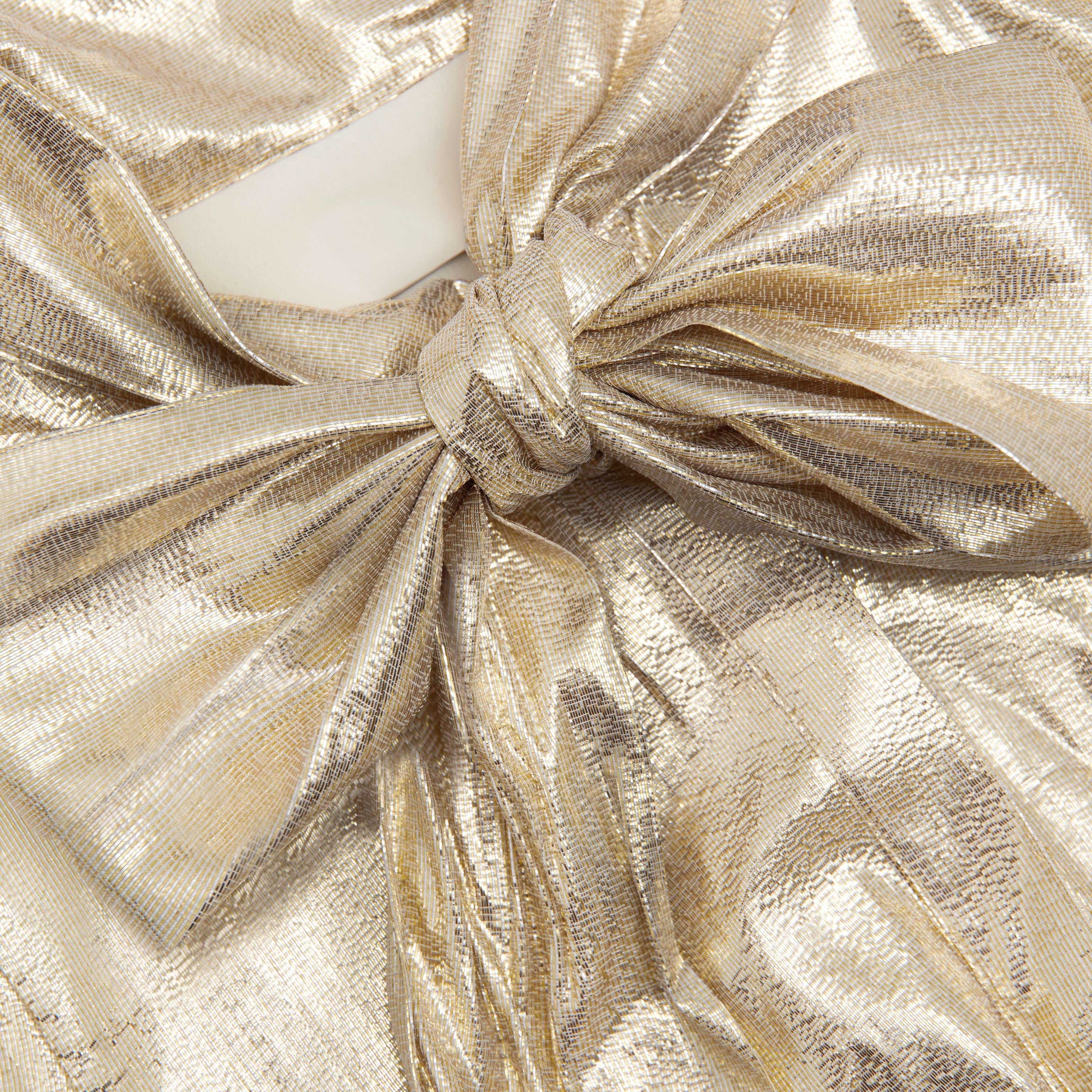 self-portrait Gold Metallic Pussy Bow Maxi Dress | REVERSIBLE
