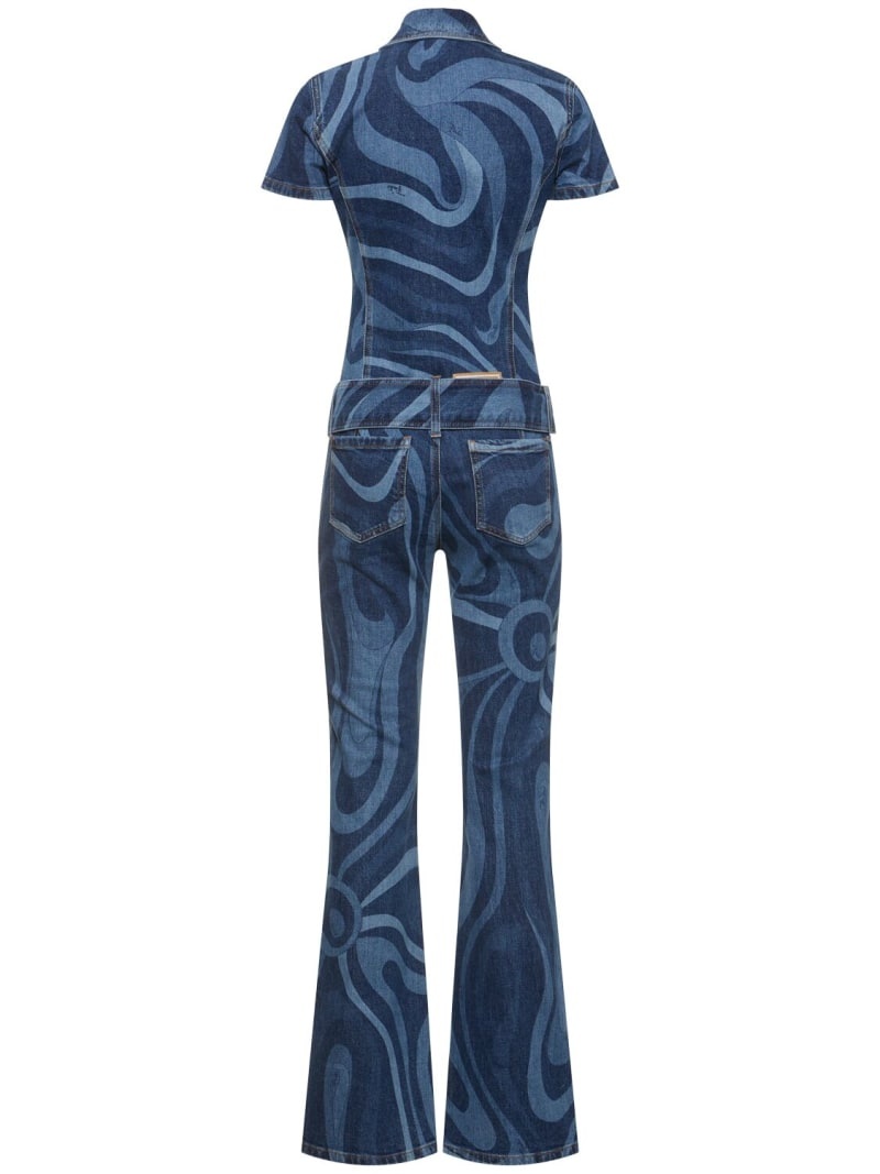 Printed denim long jumpsuit - 3