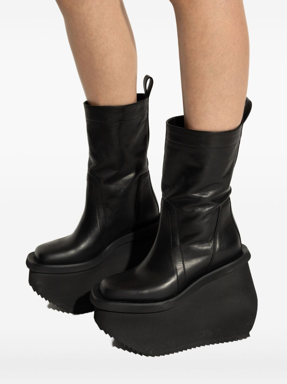 140mm platform leather boots - 5