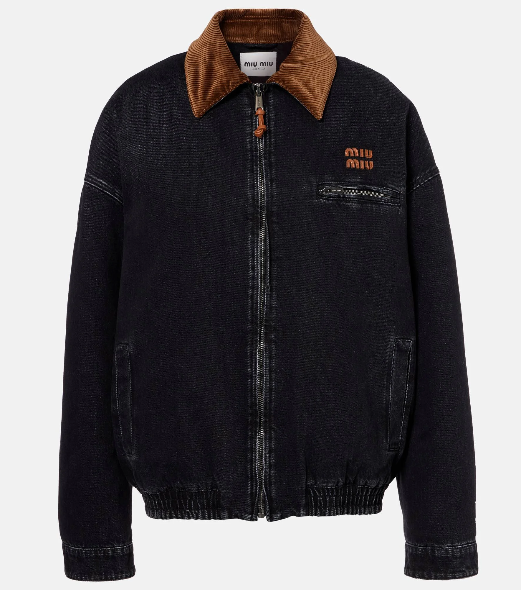 Shearling-trimmed denim jacket - 1