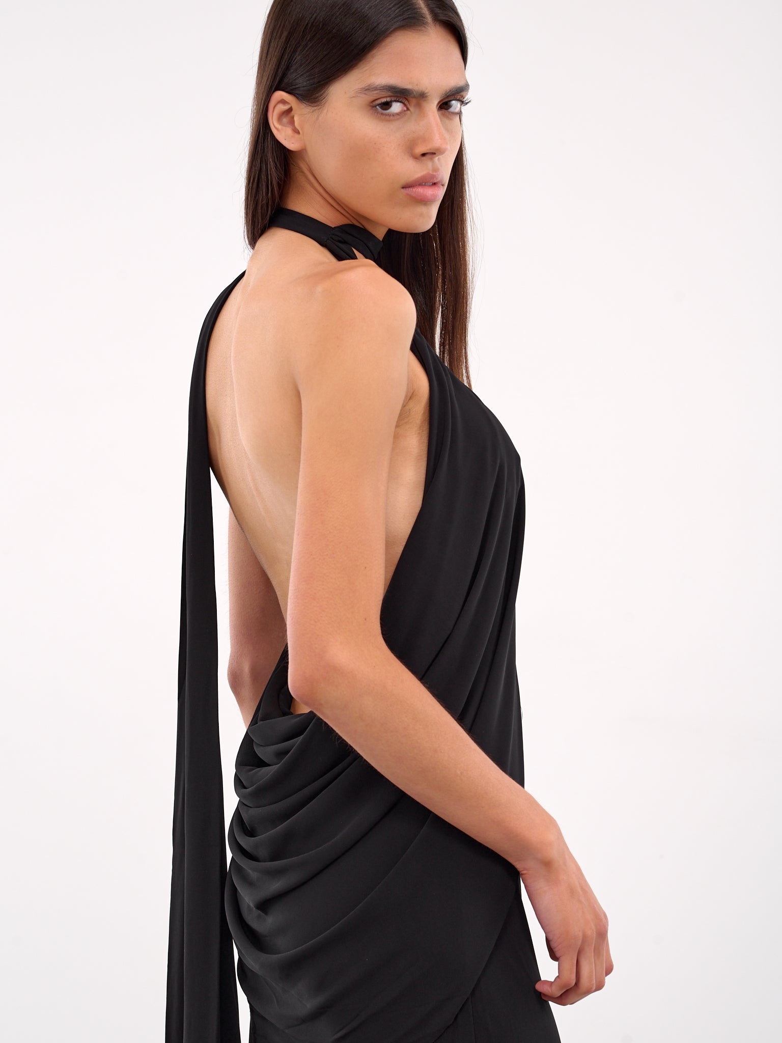 Lavalliere Draped Halter Dress - 5