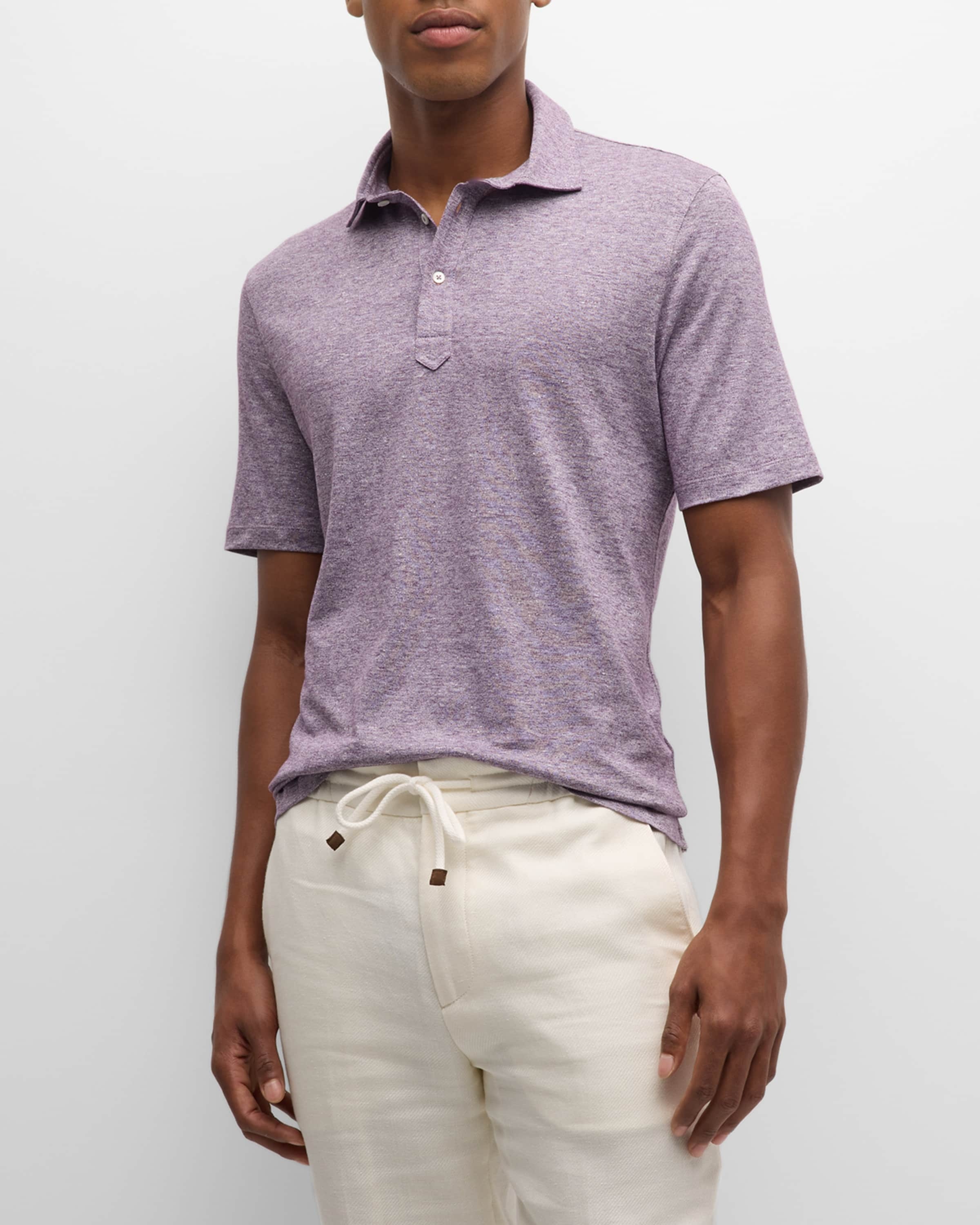 Men's Cotton-Linen Melange Polo Shirt - 2