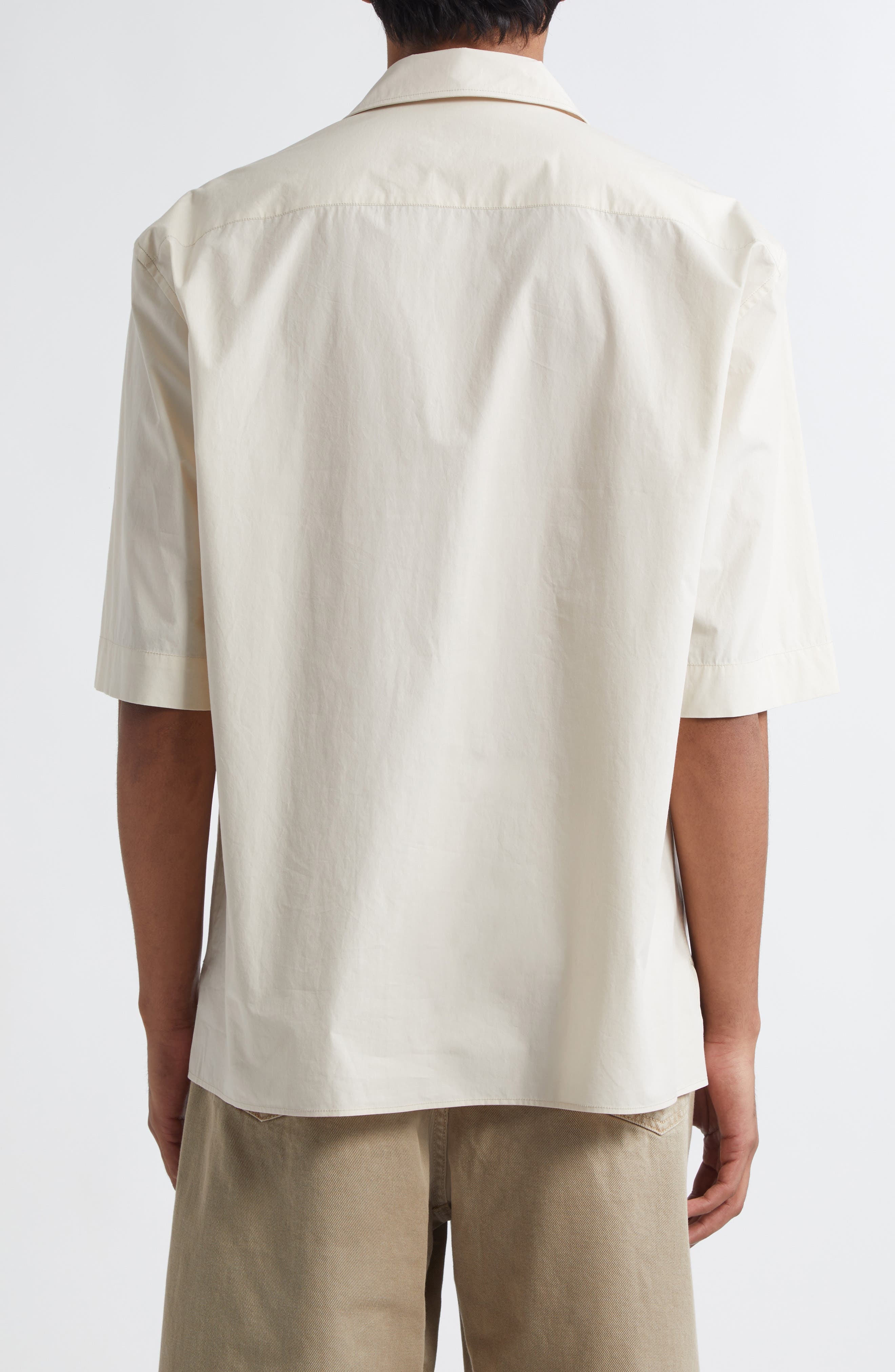 Lemaire Convertible Button-Up Shirt in Warm Beige at Nordstrom - 3