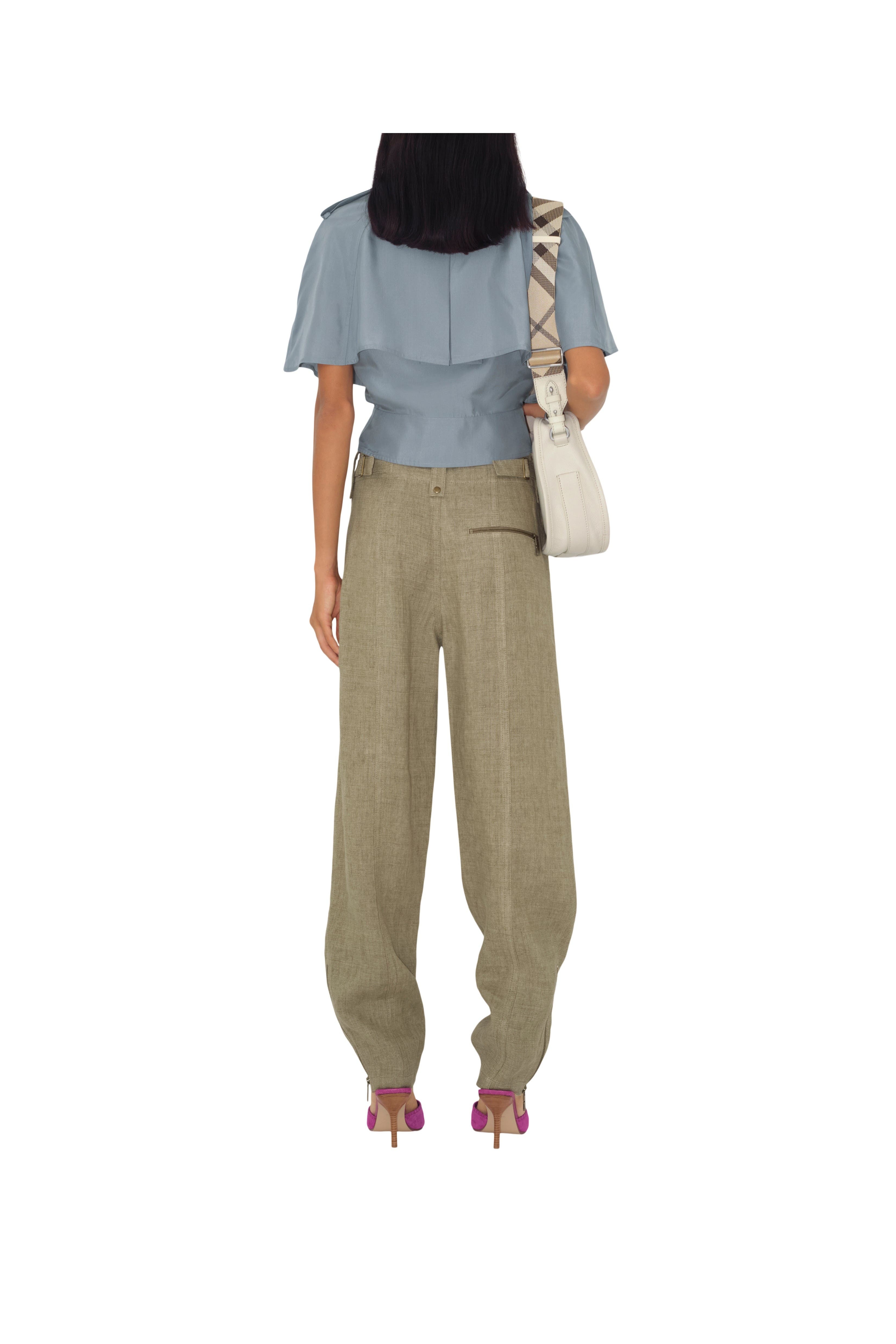 burberry Linen Tailored Trousers in Khaki/milk at Nordstrom - 4