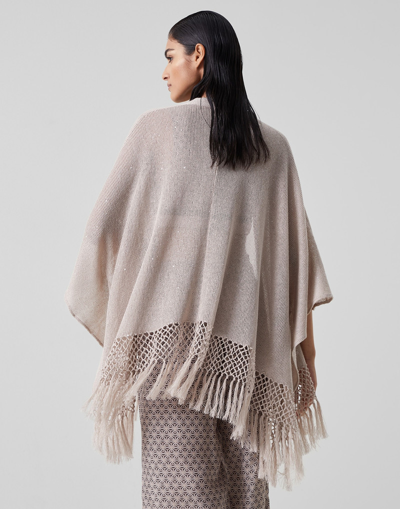 선과 실크 다이아몬드 원사 poncho 카디건 macramè fringe 2