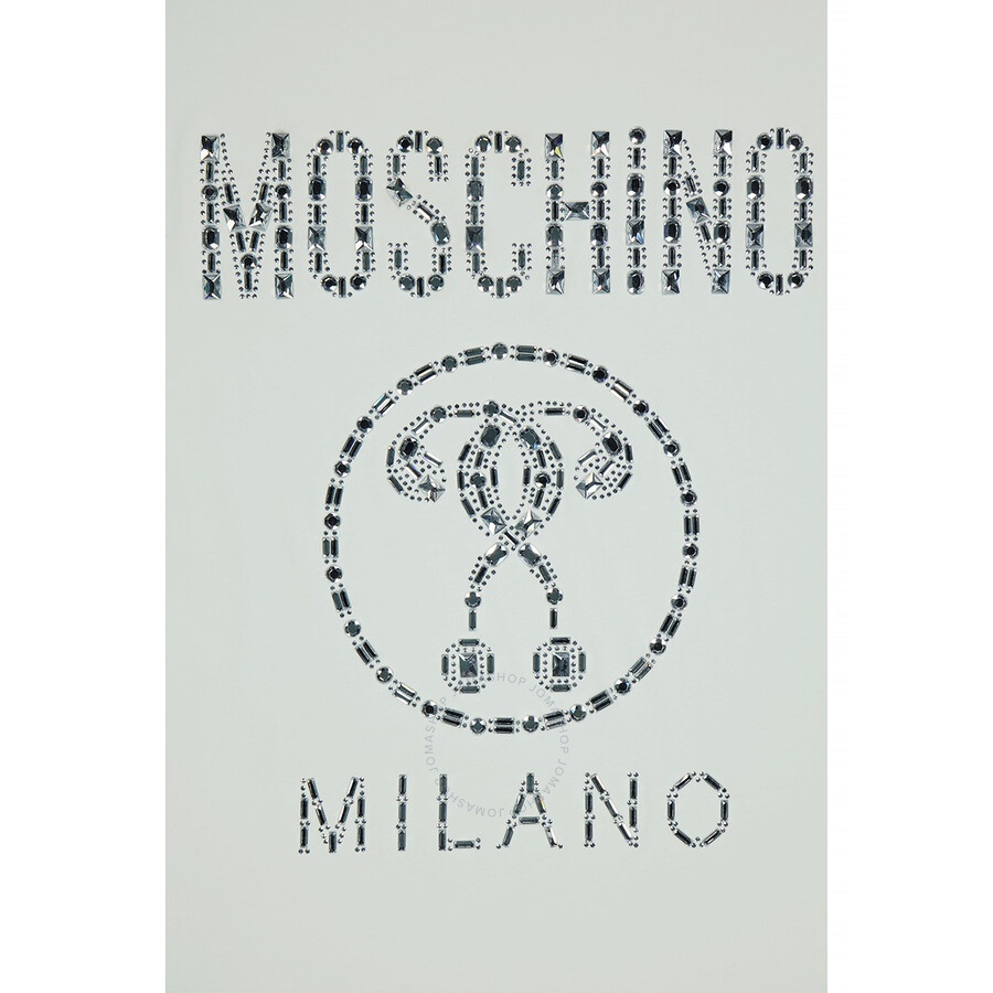 Moschino Ladies White Cotton Crystal Logo Shirt Dress - 4