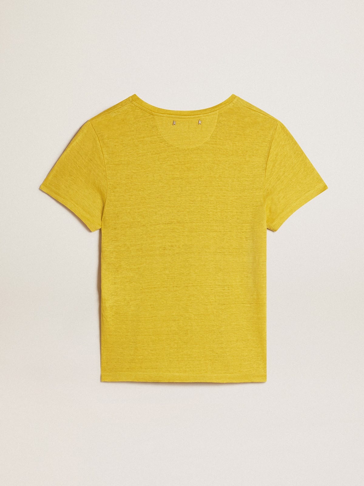 Women’s T-shirt in maize-yellow linen - 6