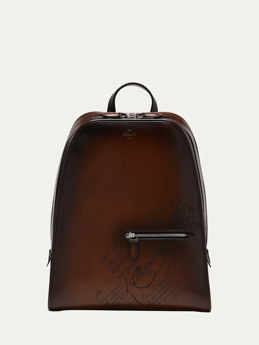 Men's Working Day Scritto Leather Backpack - 1