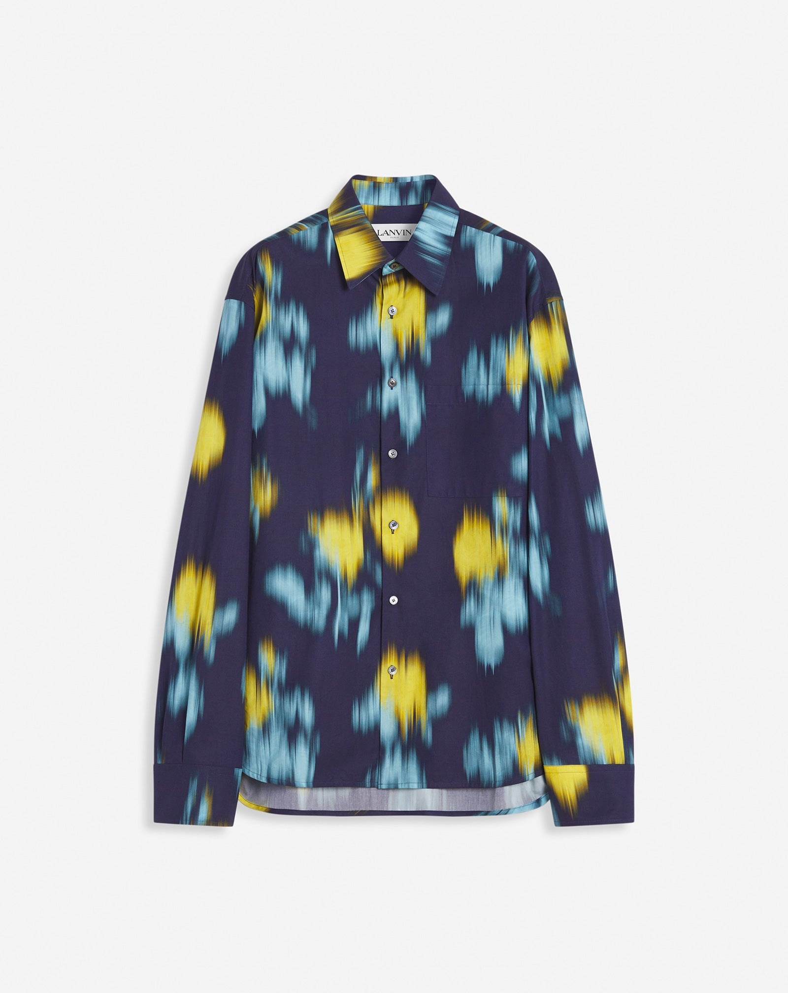 BLURRED FLORAL PRINT LOOSE-FITTING SHIRT - 1