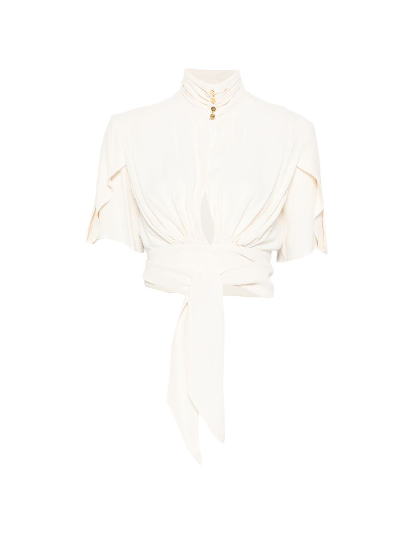 tie-waist short-sleeve blouse 1