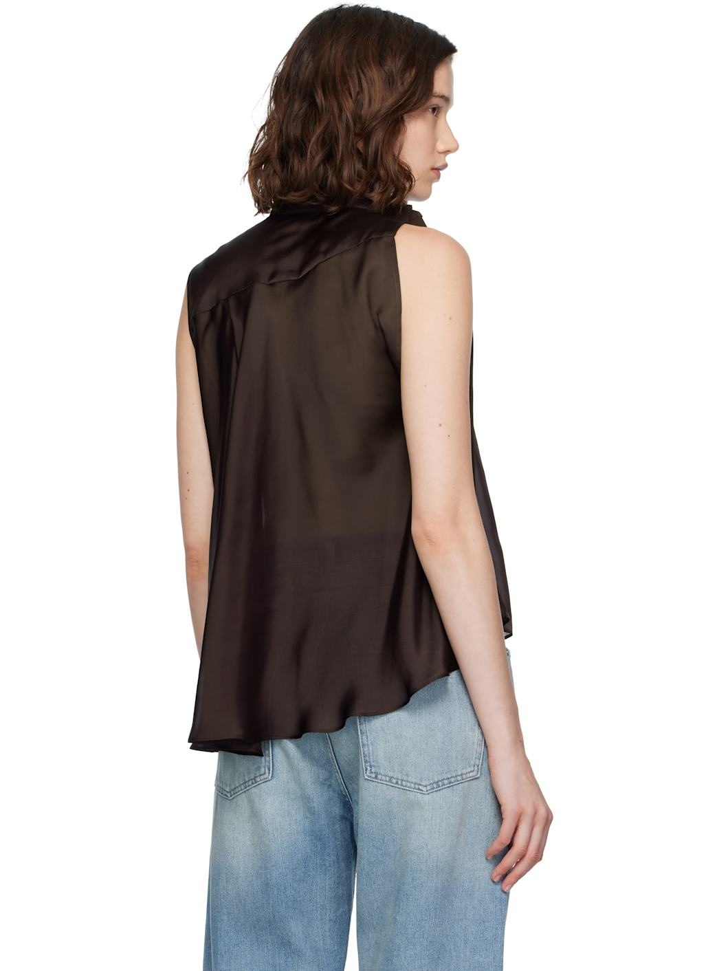 Brown Suiting Mix Pullover Blouse - 3
