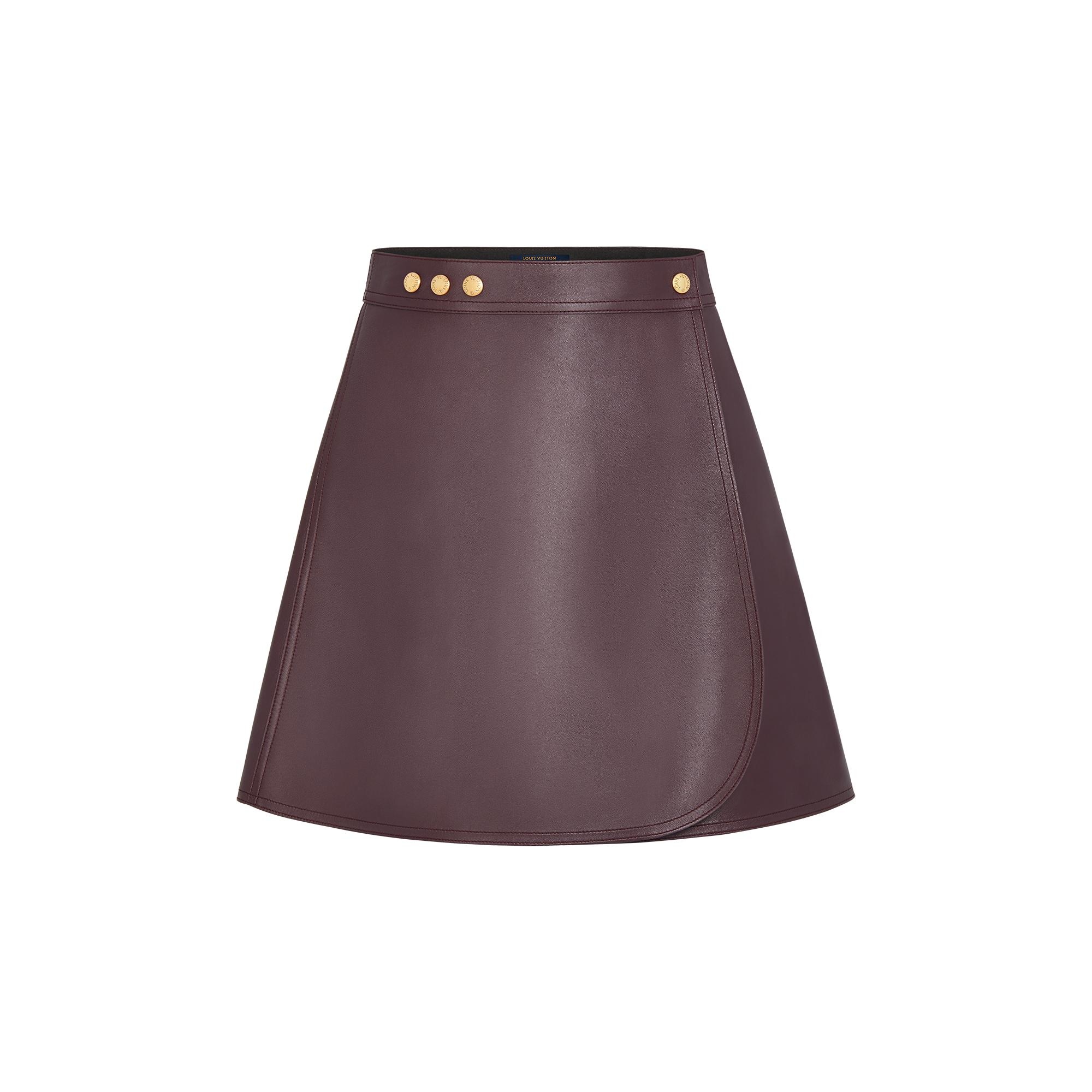 Leather A-Line Mini Wrap Skirt - 1