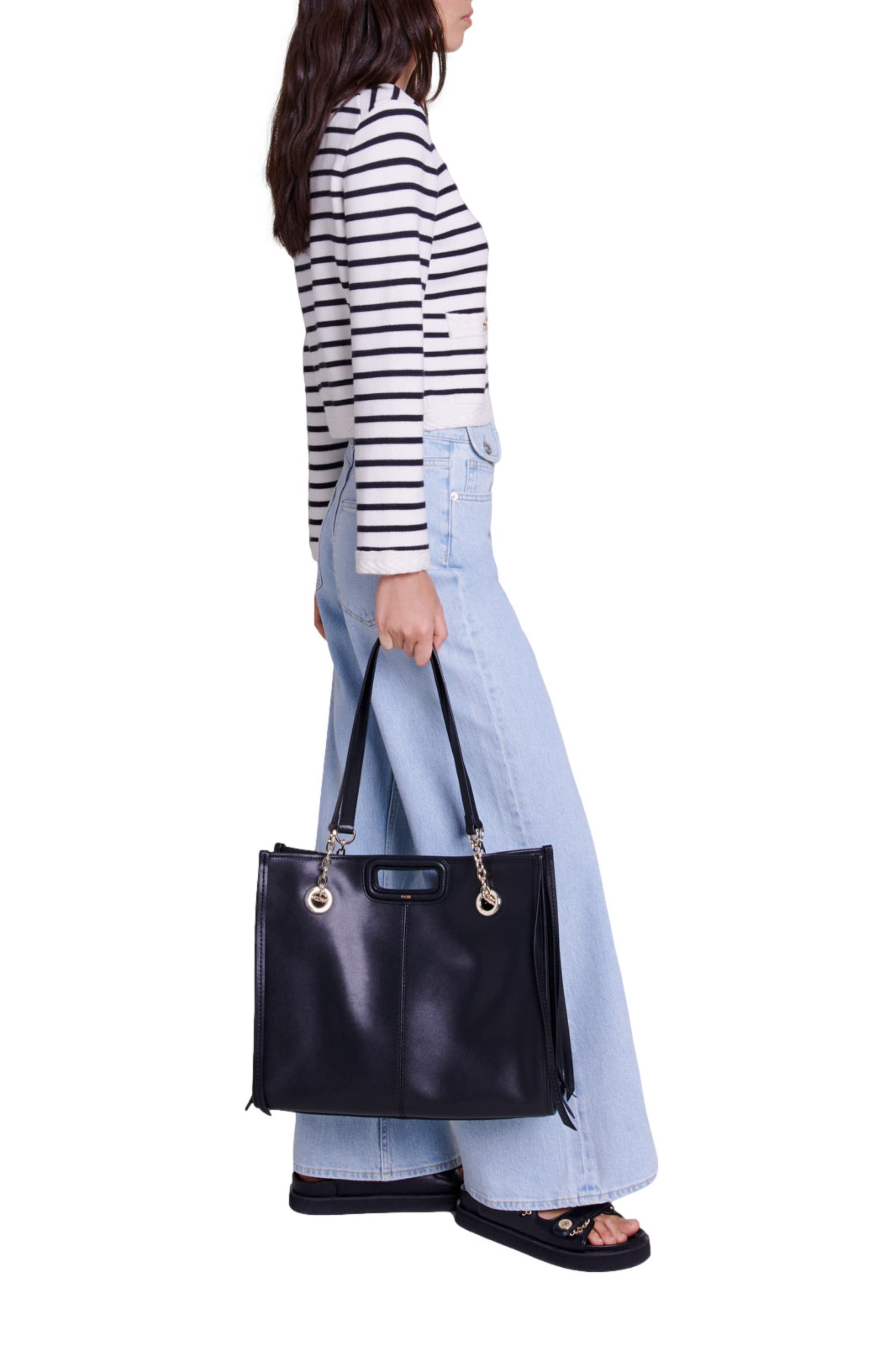 maje Striped knit cardigan in Navy /Ecru at Nordstrom - 3