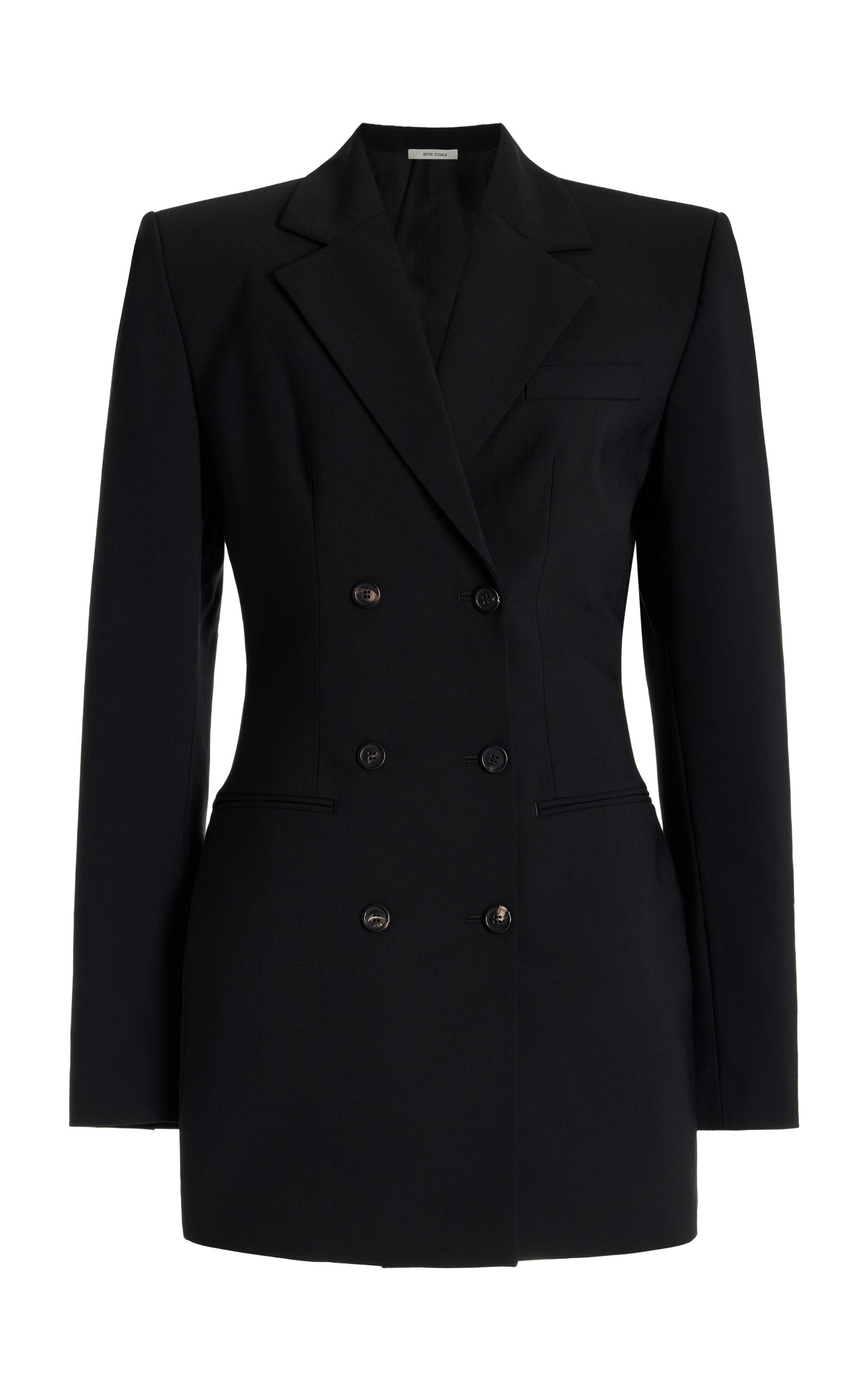 Double-Breasted Wool Suiting Blazer black - 1