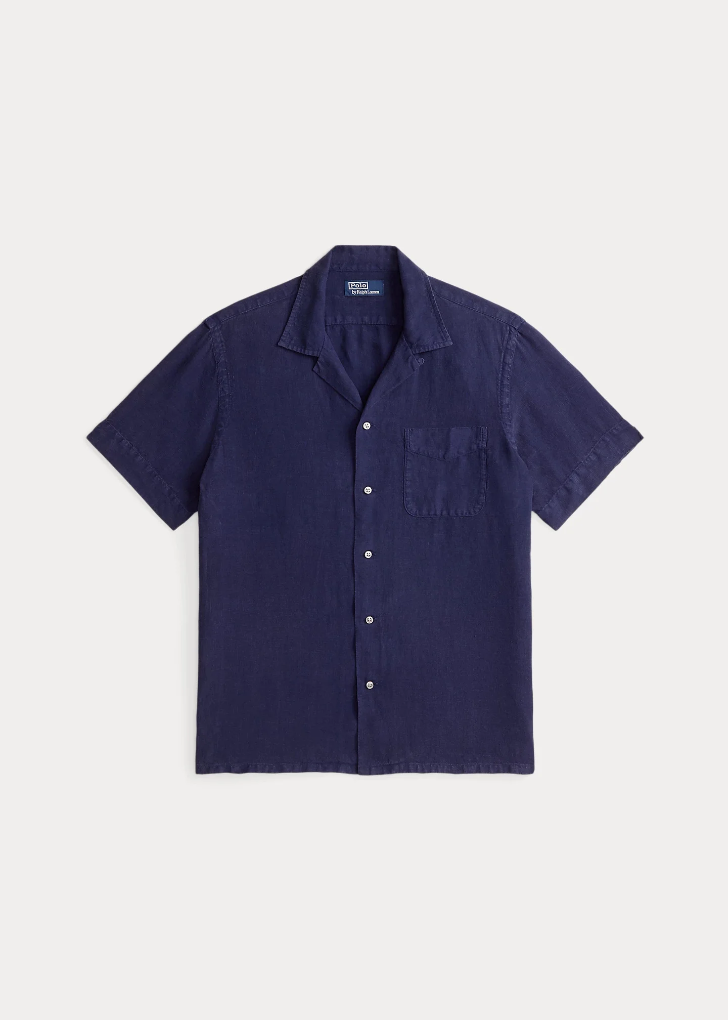 Classic Fit Slub Linen Camp Shirt - 1