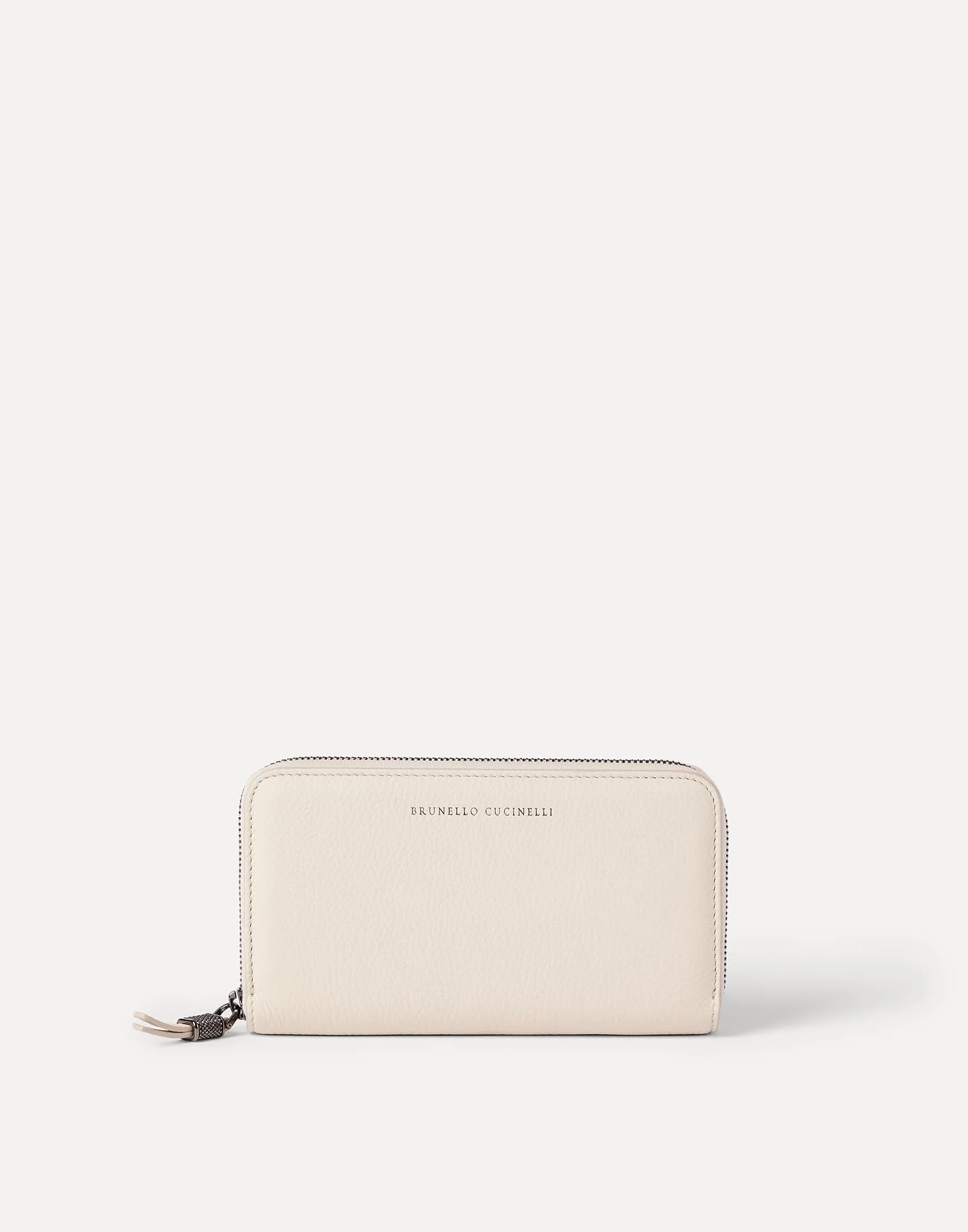 Grained calfskin wallet with shiny zipper pull - 1