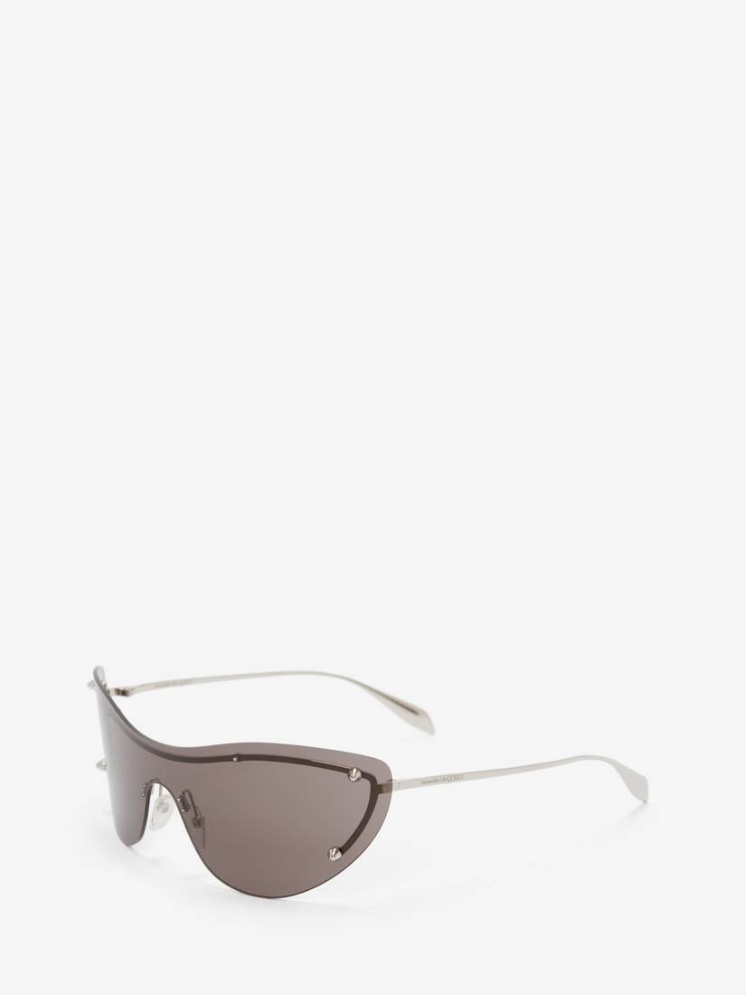 Women's Spike Studs Cat-eye Mask Sunglasses in Smoke/silver - 2