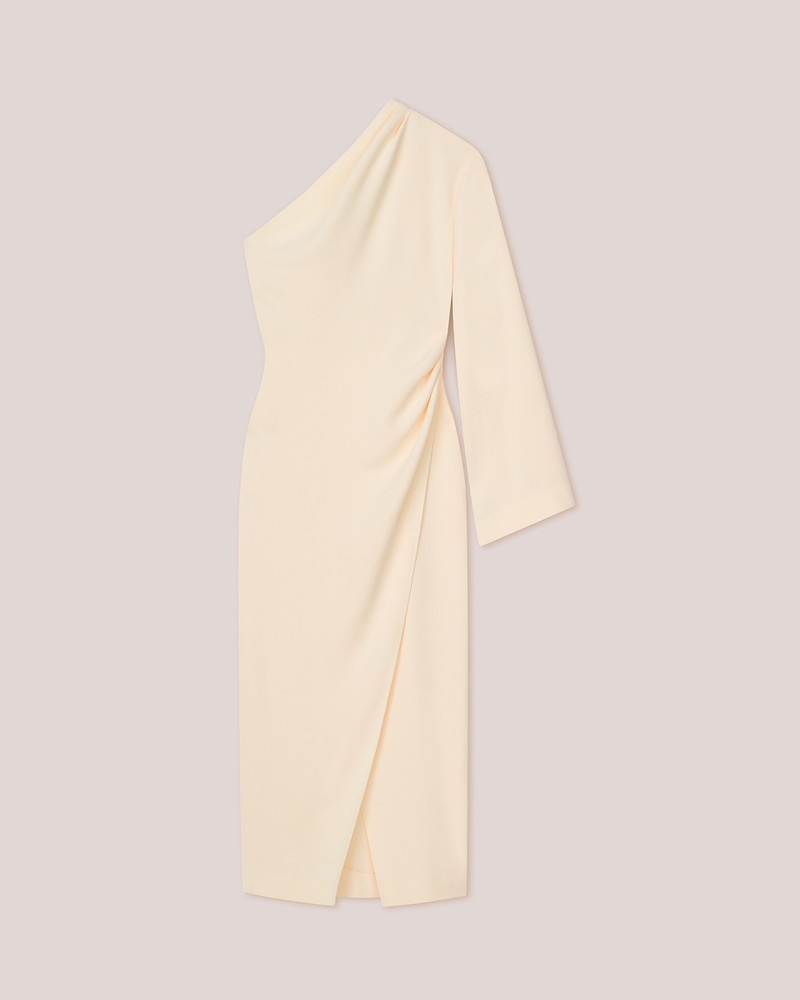 FLORENCE - Assymetric one sleeve wrap dress - Vanilla 1