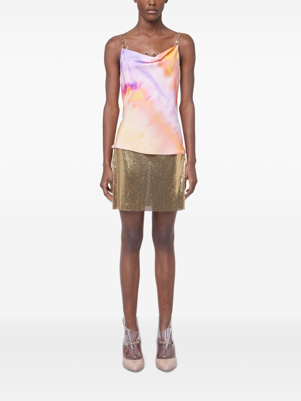 printed satin top - 2