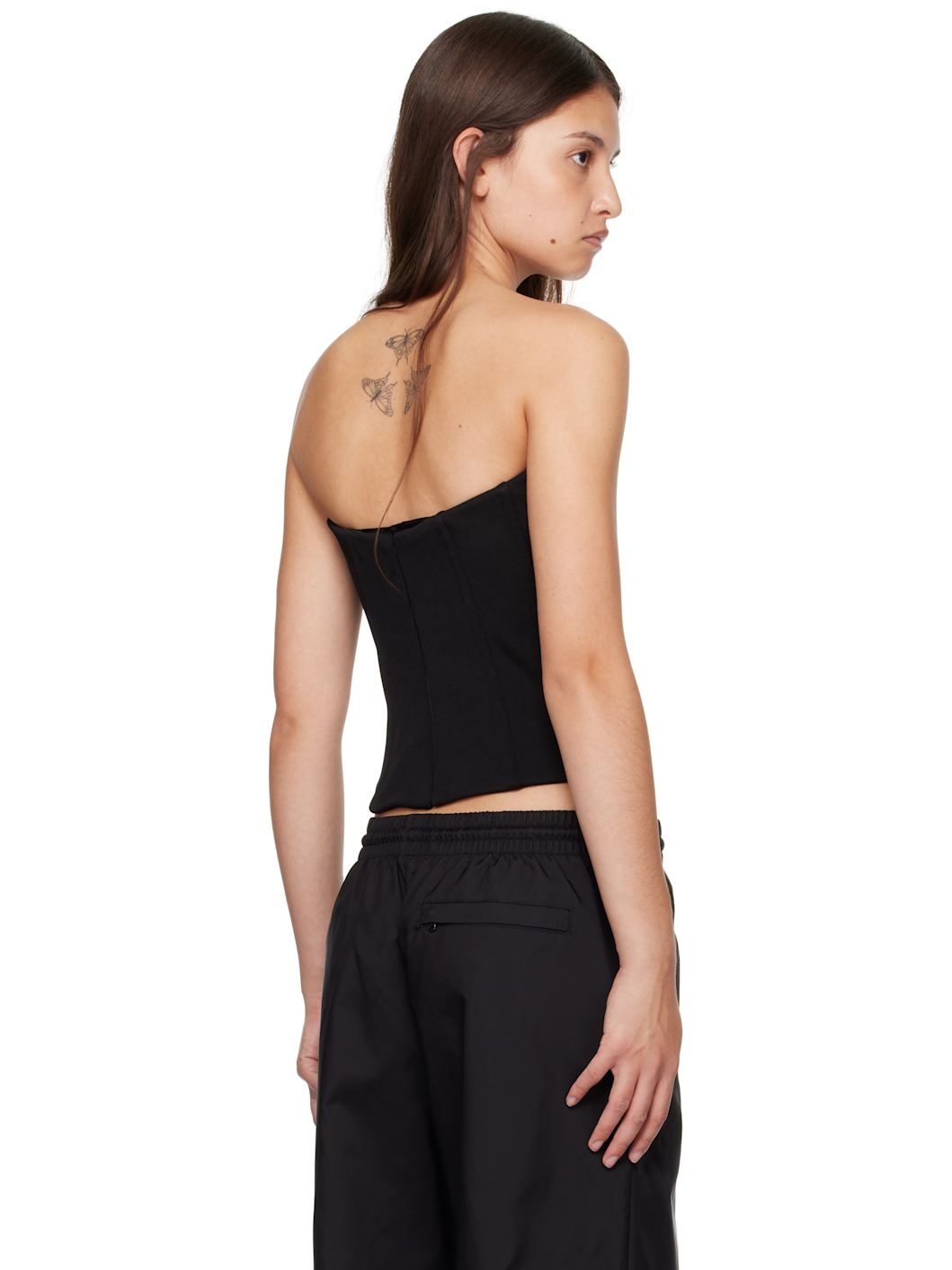 Black Semi Matte Bustier Tank Top - 3