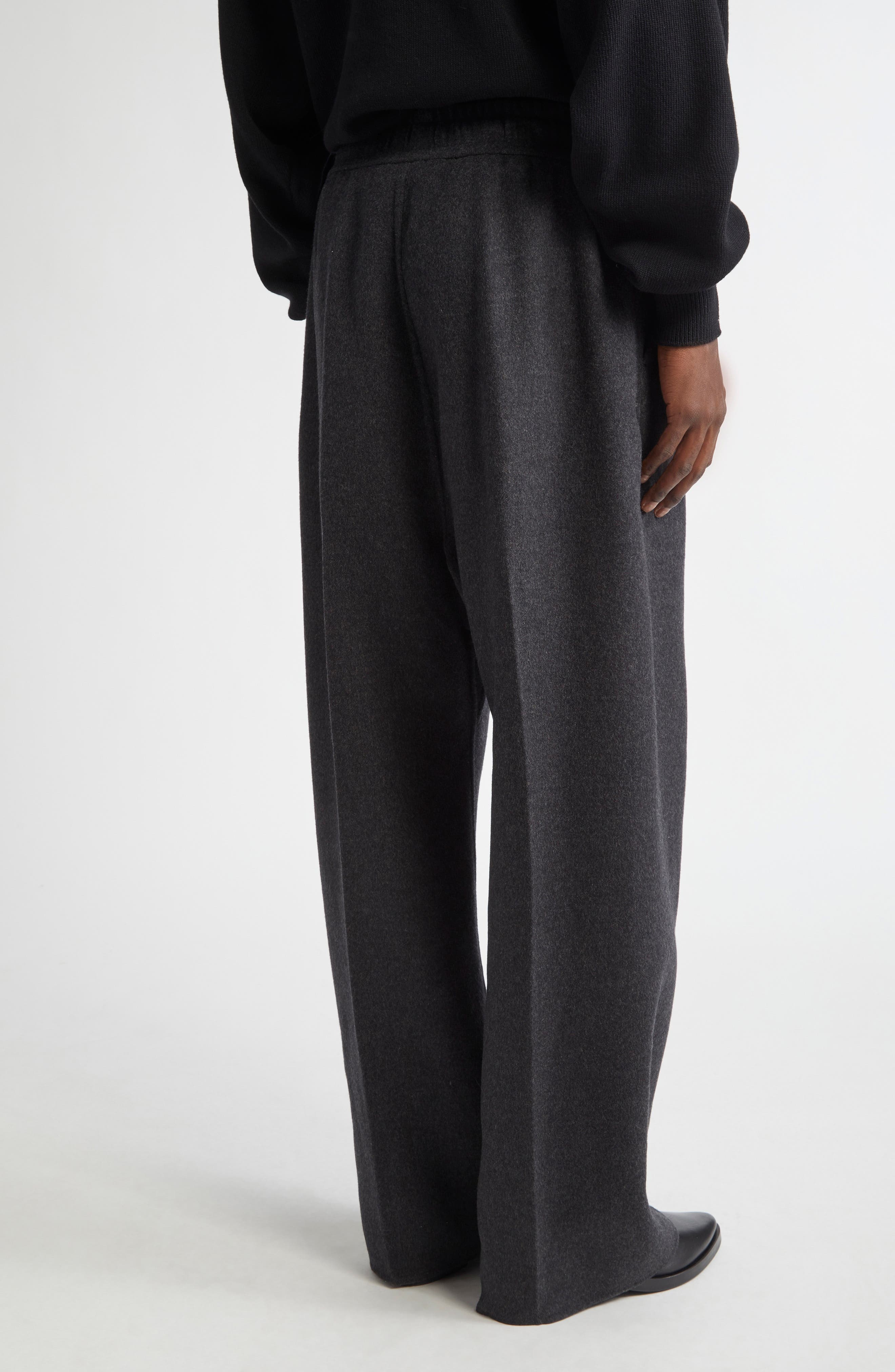 Fear of God Wide Leg Virgin Wool & Cashmere Drawstring Pants in Charcoal at Nordstrom - 2