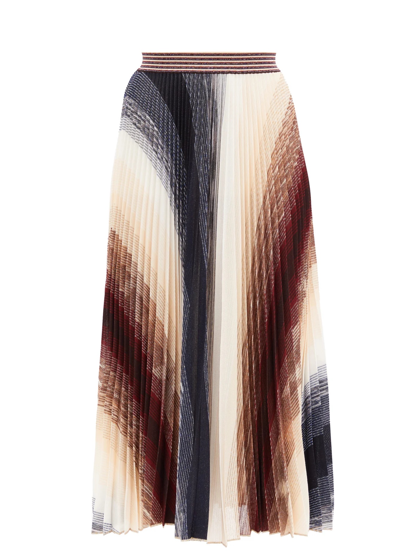 Pleated abstract-jacquard knit midi skirt - 1