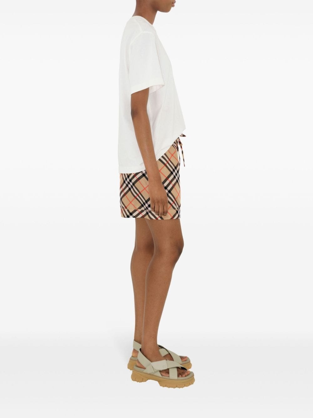 check-print silk shorts - 3