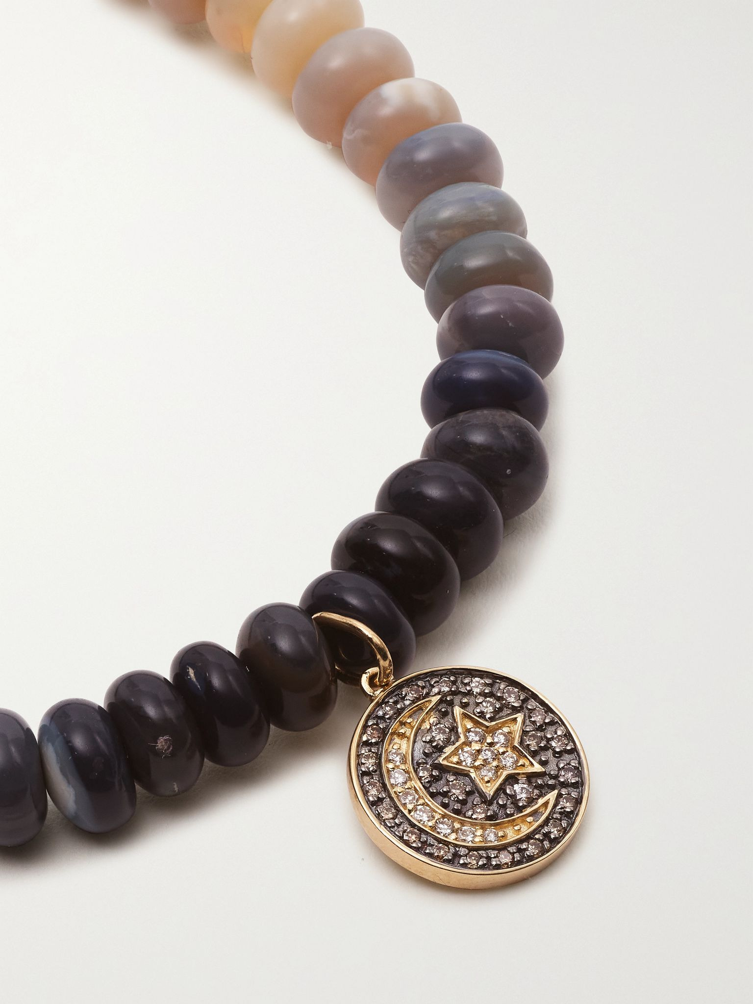 Small Moon and Star 14-karat gold, opal and diamond bracelet Black - 4