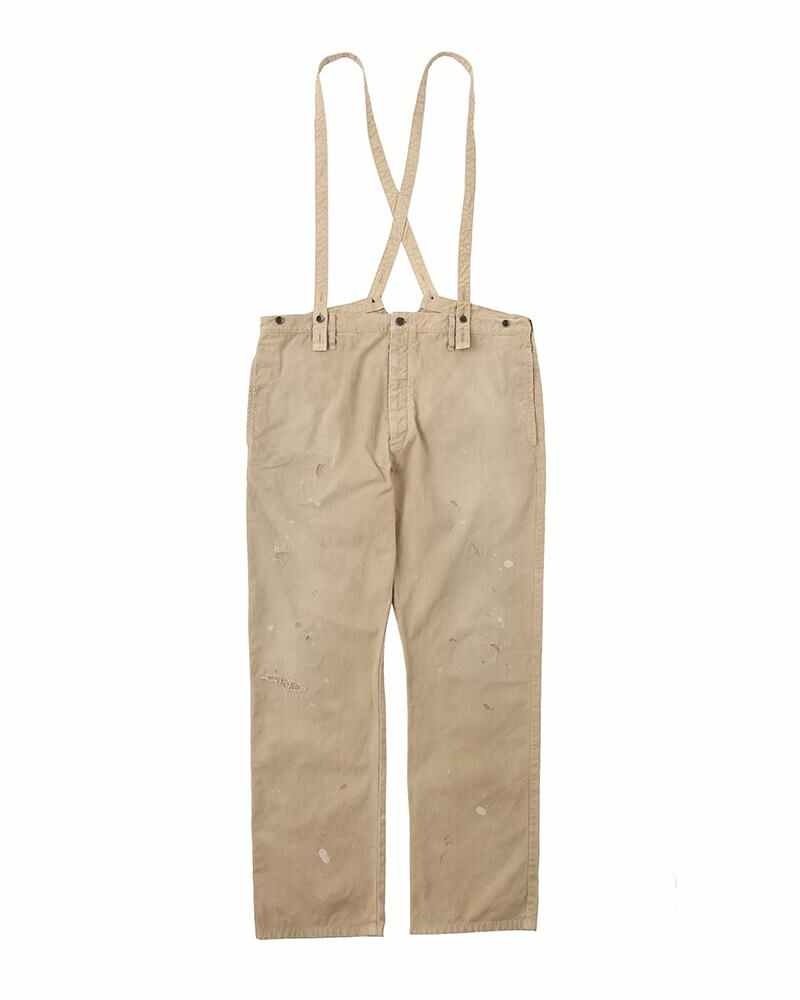 TRAVAILLER BRACES PANTS DMGD BEIGE - 1