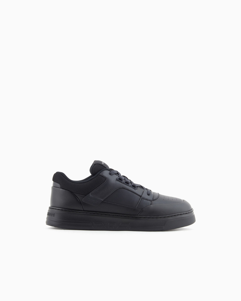 LEATHER SNEAKERS WITH MESH DETAILS 1