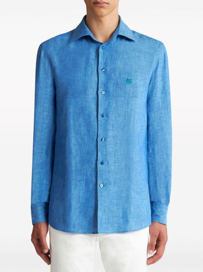 Etro Pegaso-embroidered mélange-effect shirt outlook