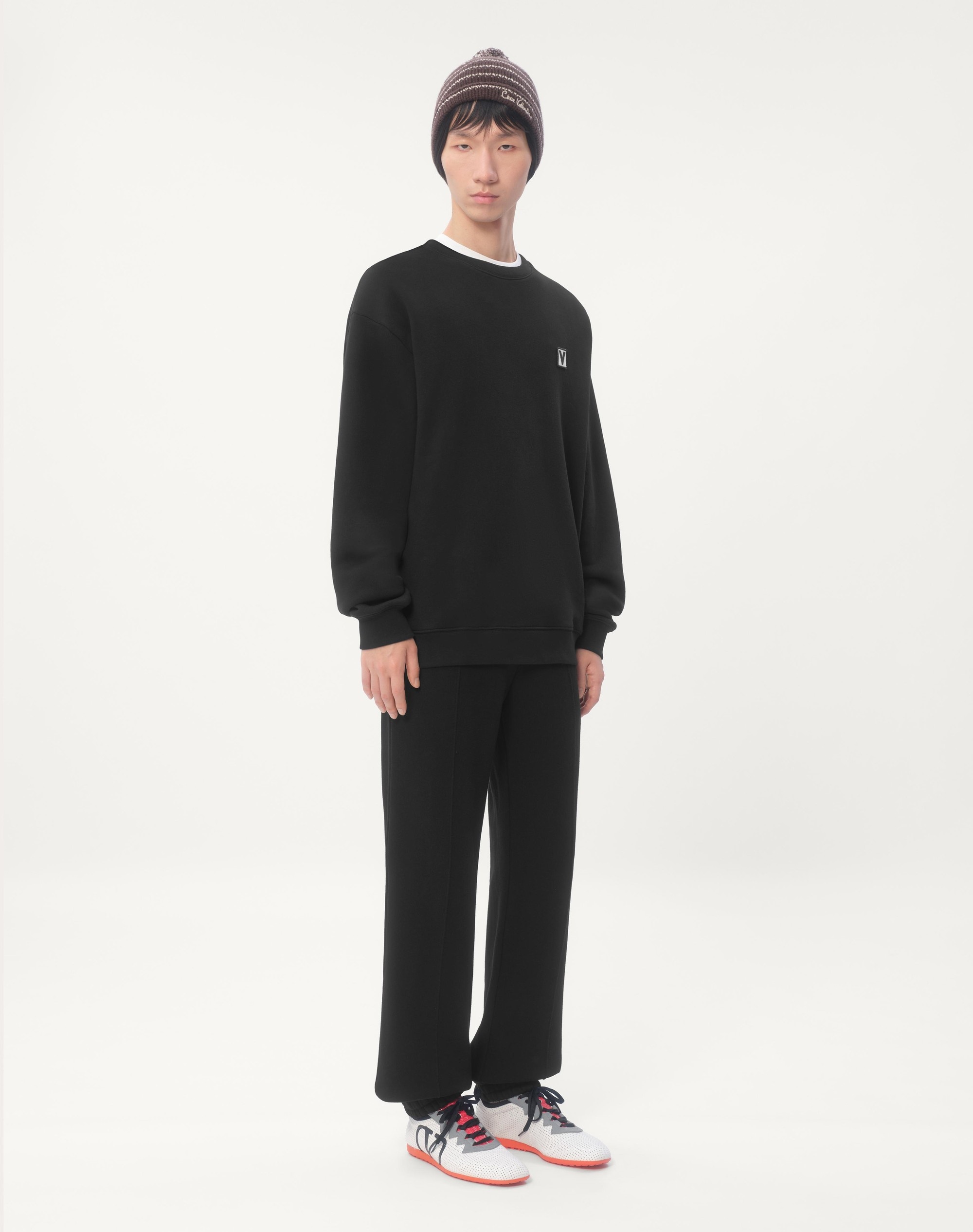 COTTON JOGGING PANTS WITH CHEZ VALENTINO PATCH - 2