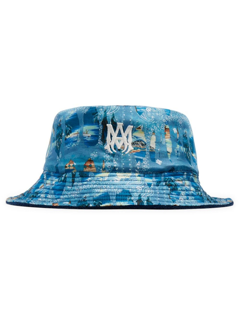 logo-embroidered bandana-print bucket hat 1