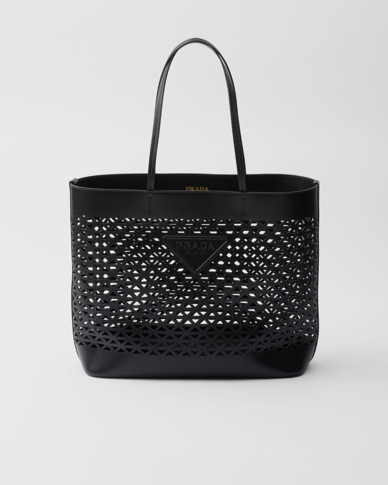 Large perforated leather tote bag - 1