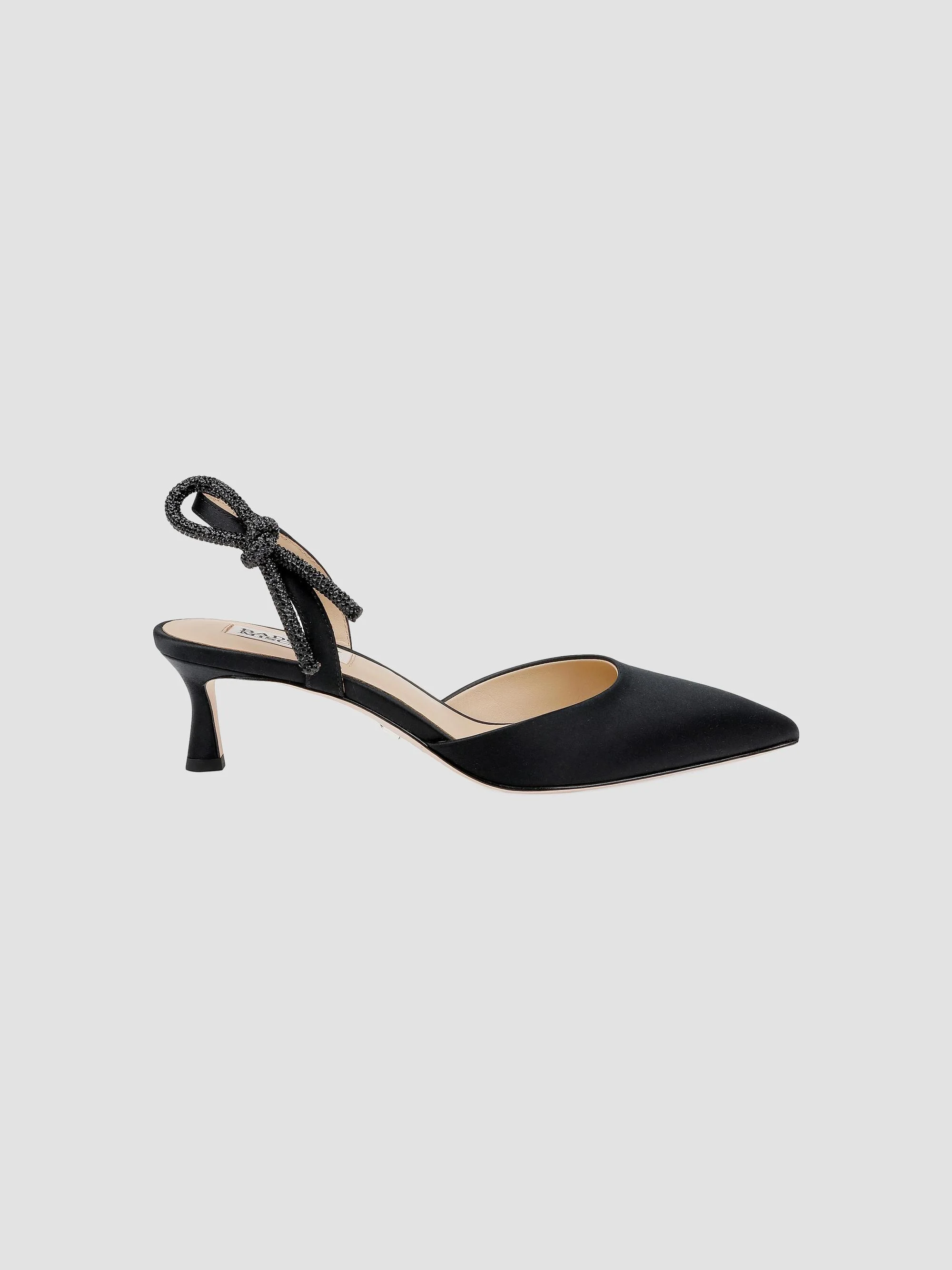 Women's Gentry 50MM Bow Satin Slingback Pumps - Black Satin - 1