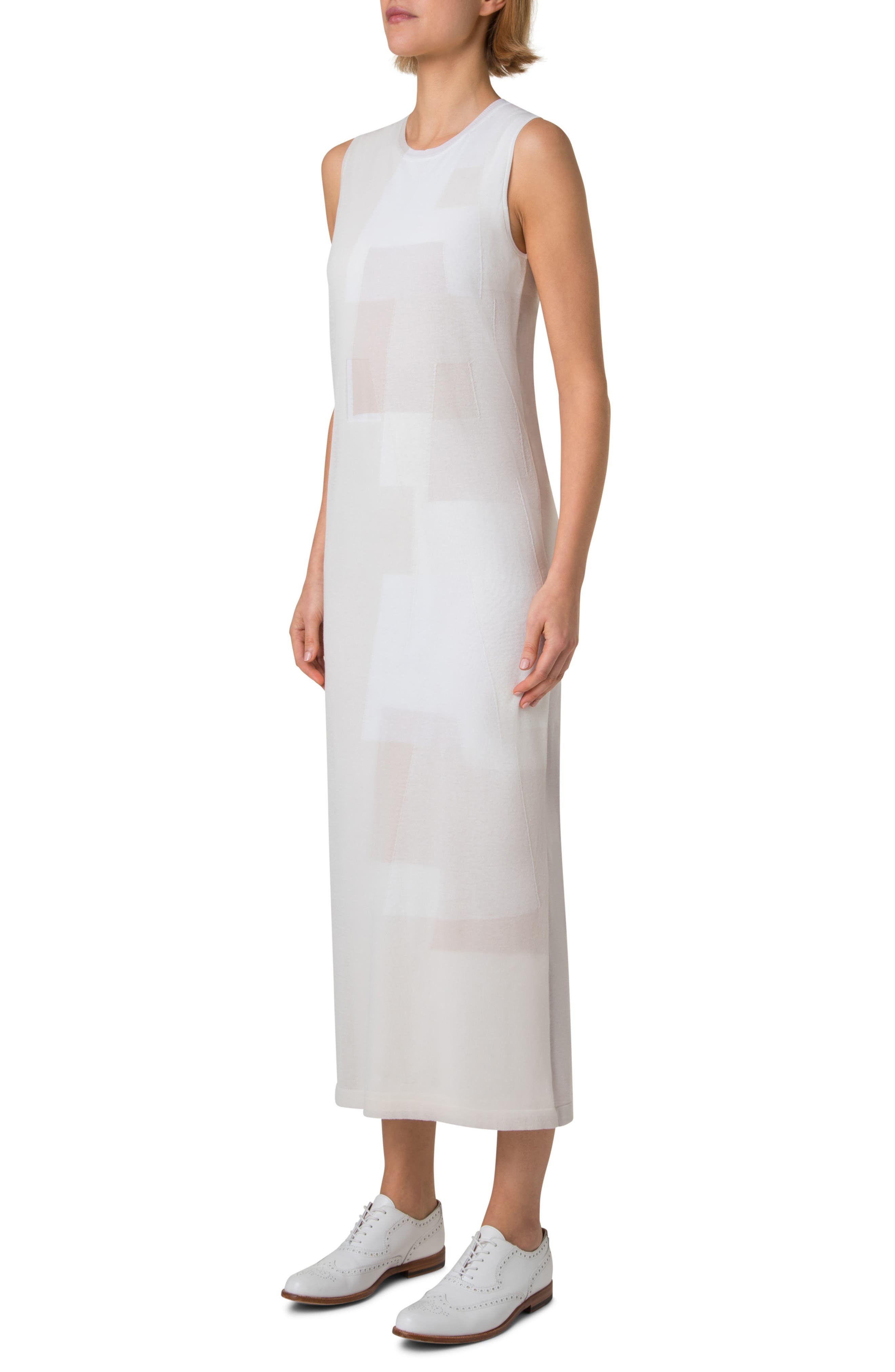 Akris Trapeze Rayonnant Sleeveless Knit Shift Dress in Greige-Ecru at Nordstrom - 3