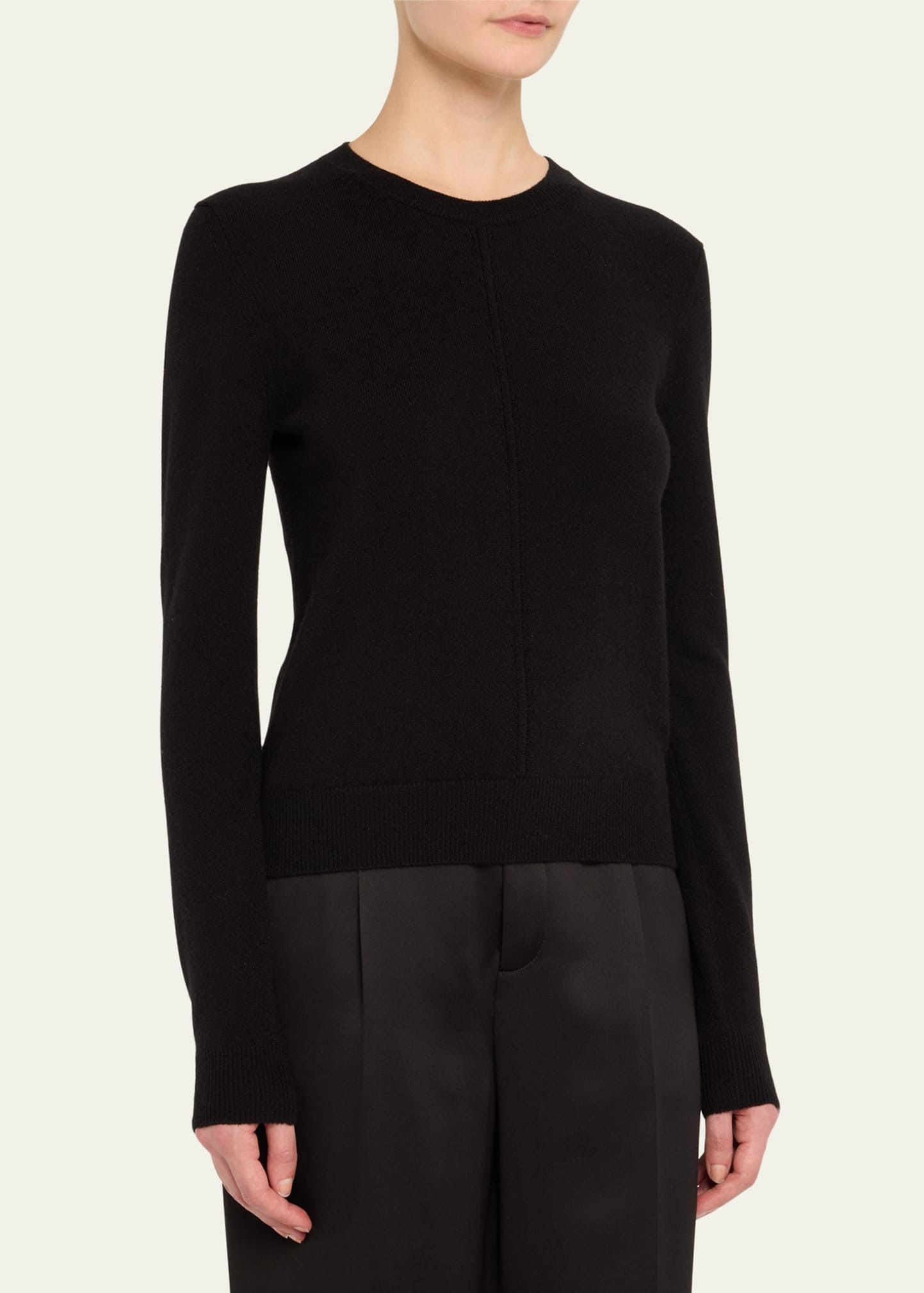 Seamed Crewneck Cashmere Sweater - 4